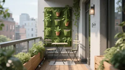 Green Balcony Design with Vertical Garden