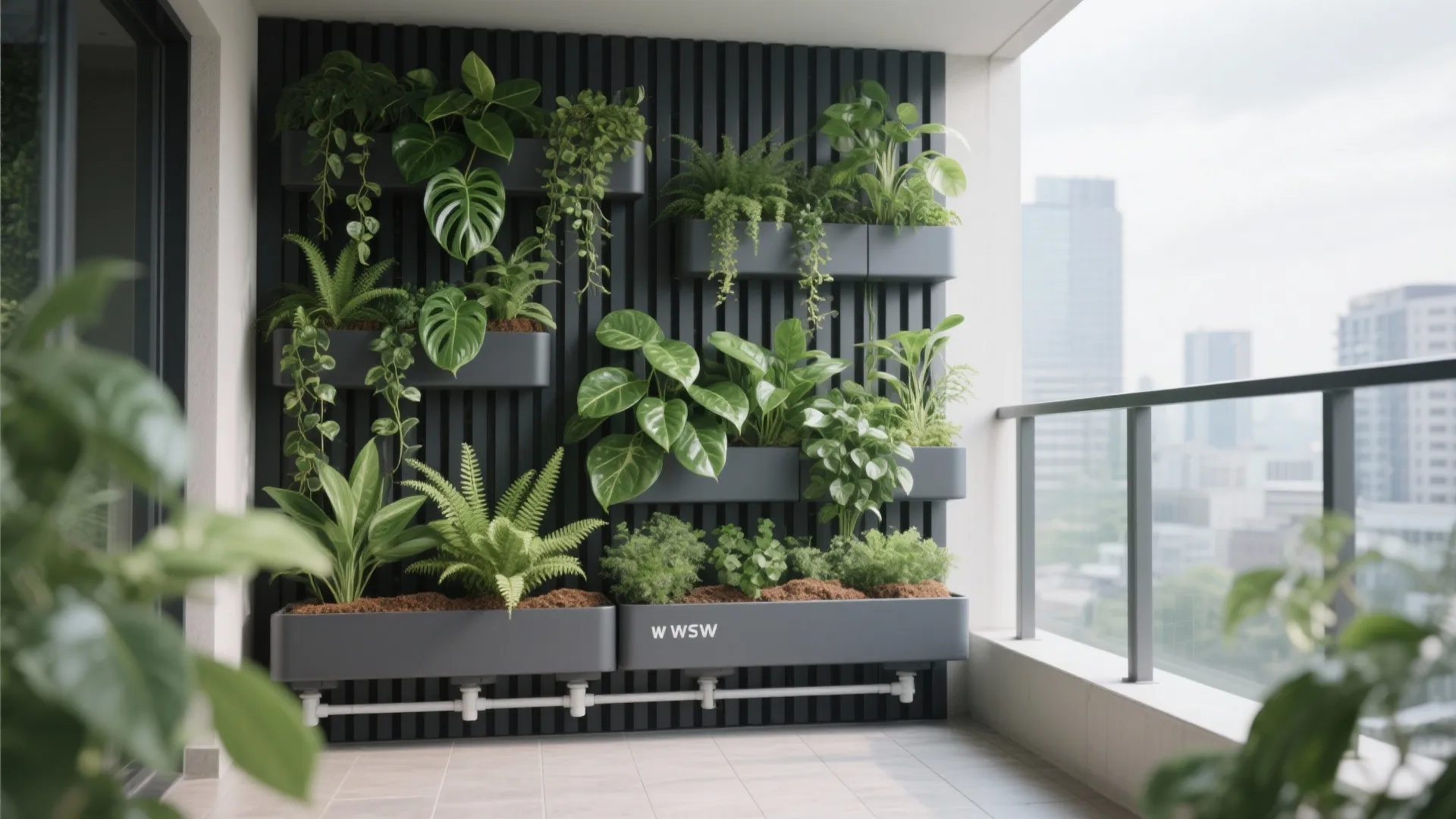 2) Vertical Green Walls and Rail Planters