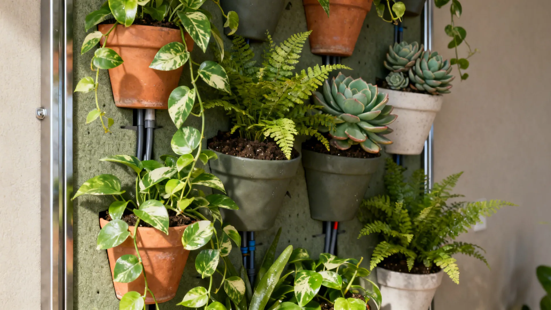 1. Vertical Green Wall with Mixed Textures
