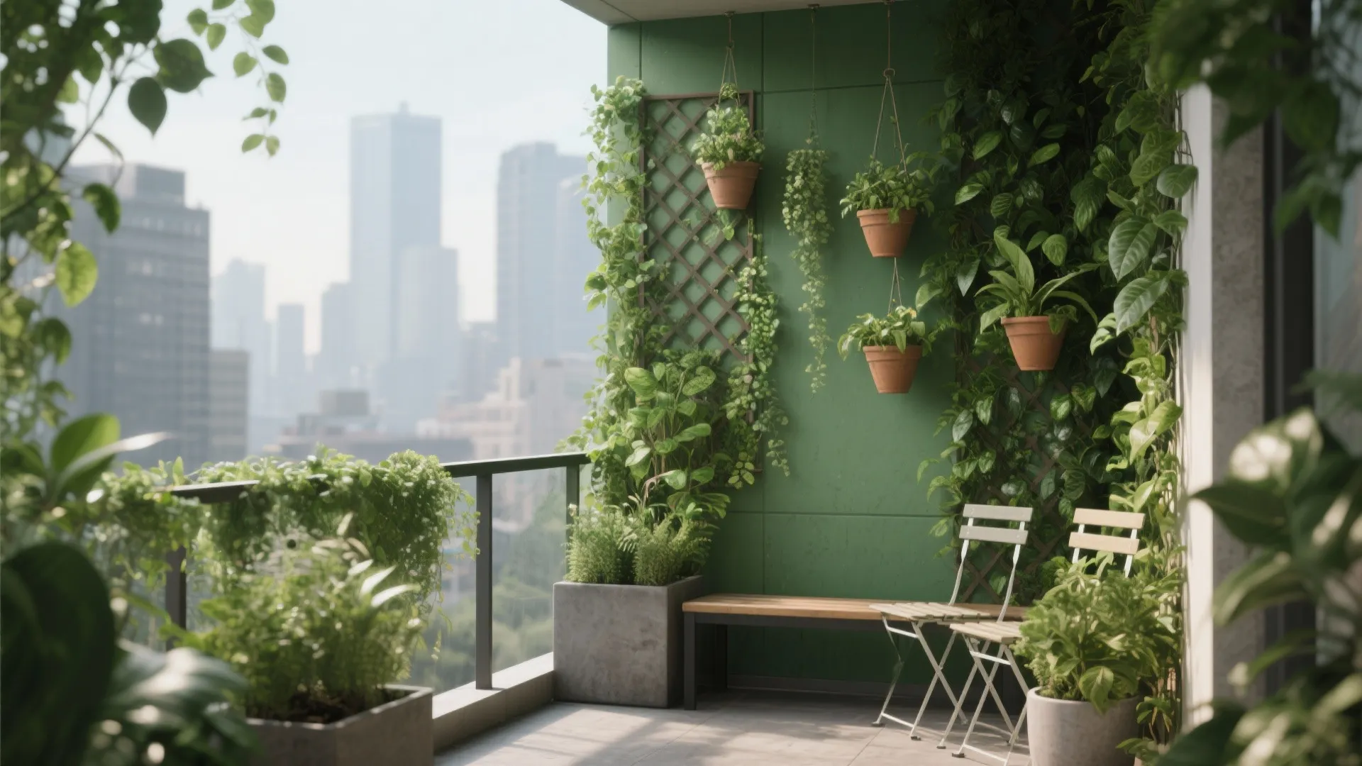 3. Vertical greenery as a soft backdrop