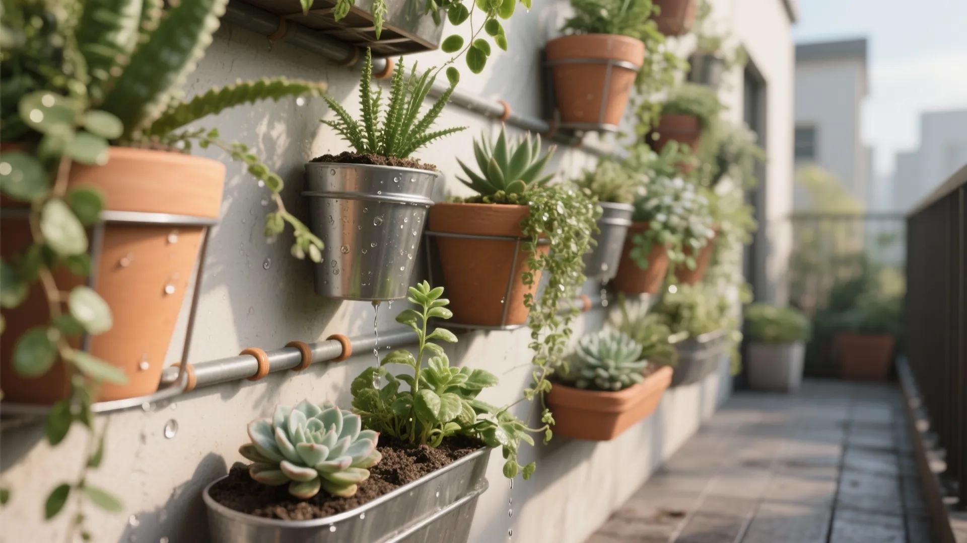 2. Vertical greenery and wall-mounted essentials