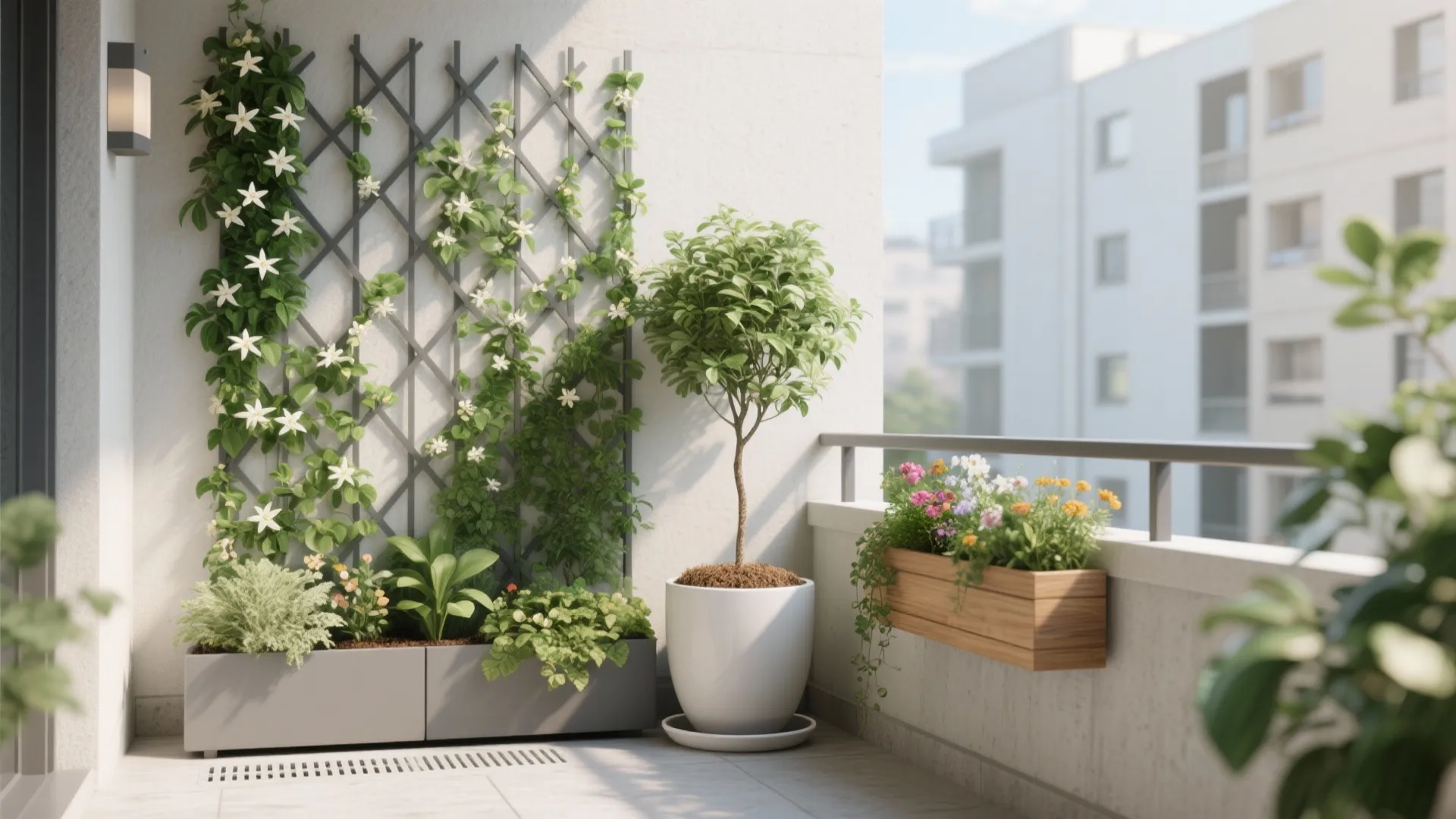 Vertical greenery to soften, shade, and save space