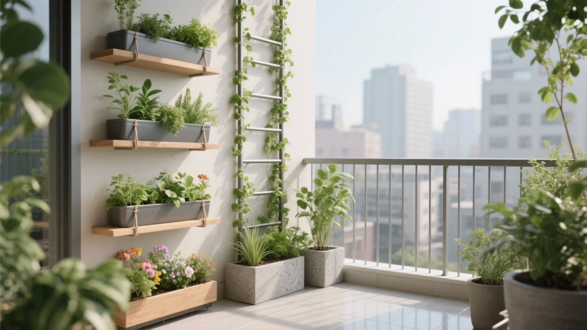 2) Vertical Greenery with Layered Heights
