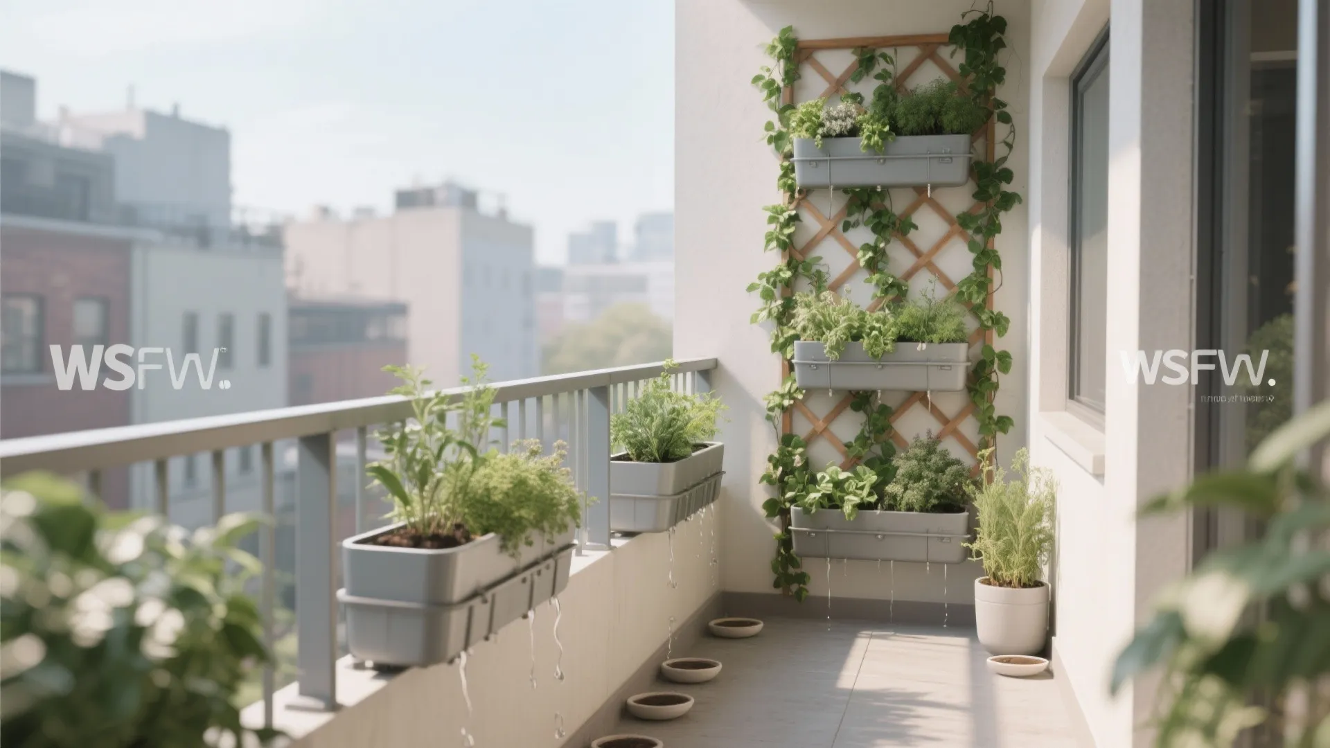 Vertical greenery with low-maintenance planters