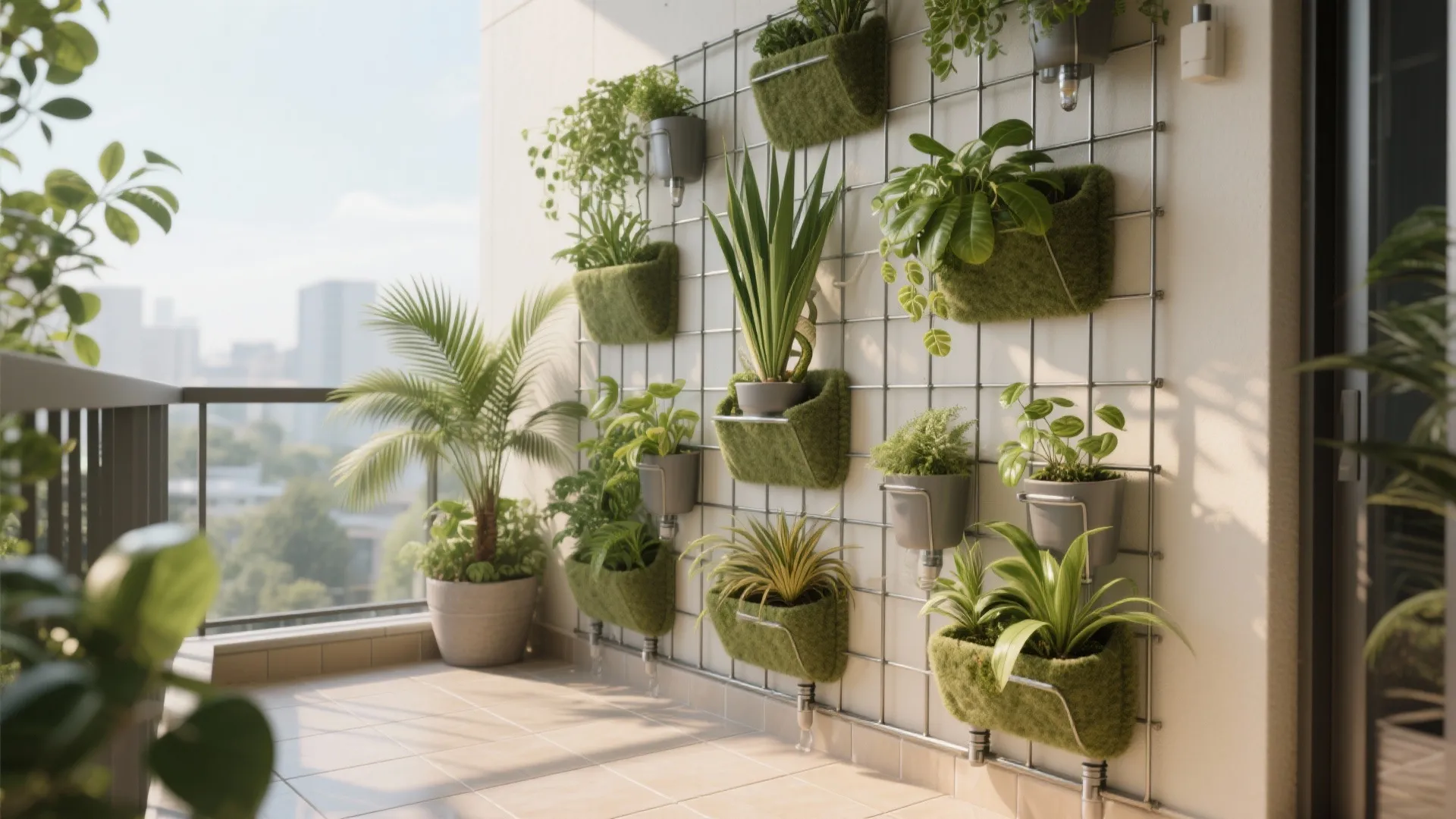 2) Vertical greenery with native, low-maintenance plants