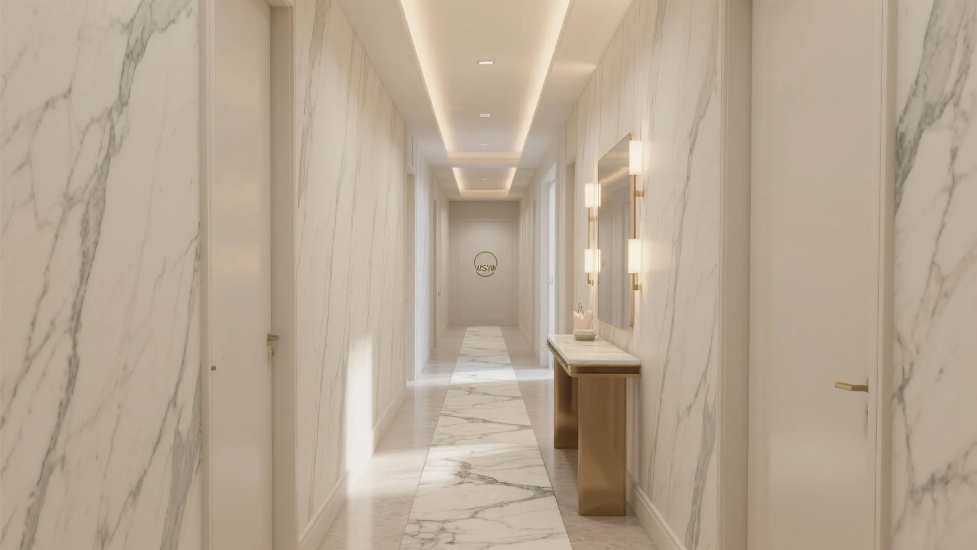 2. Subtle Vein Layering for Narrow Hallways