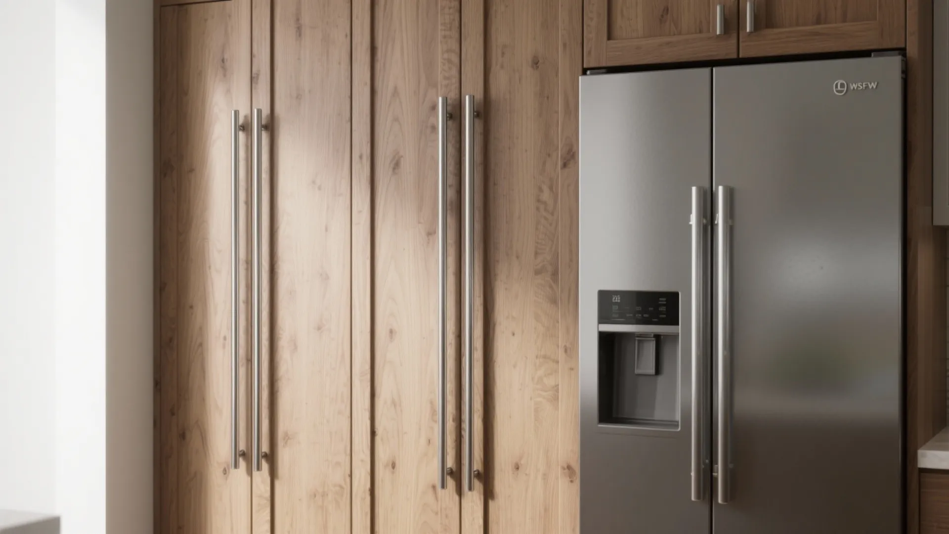 2. Vertical handles centered on tall doors