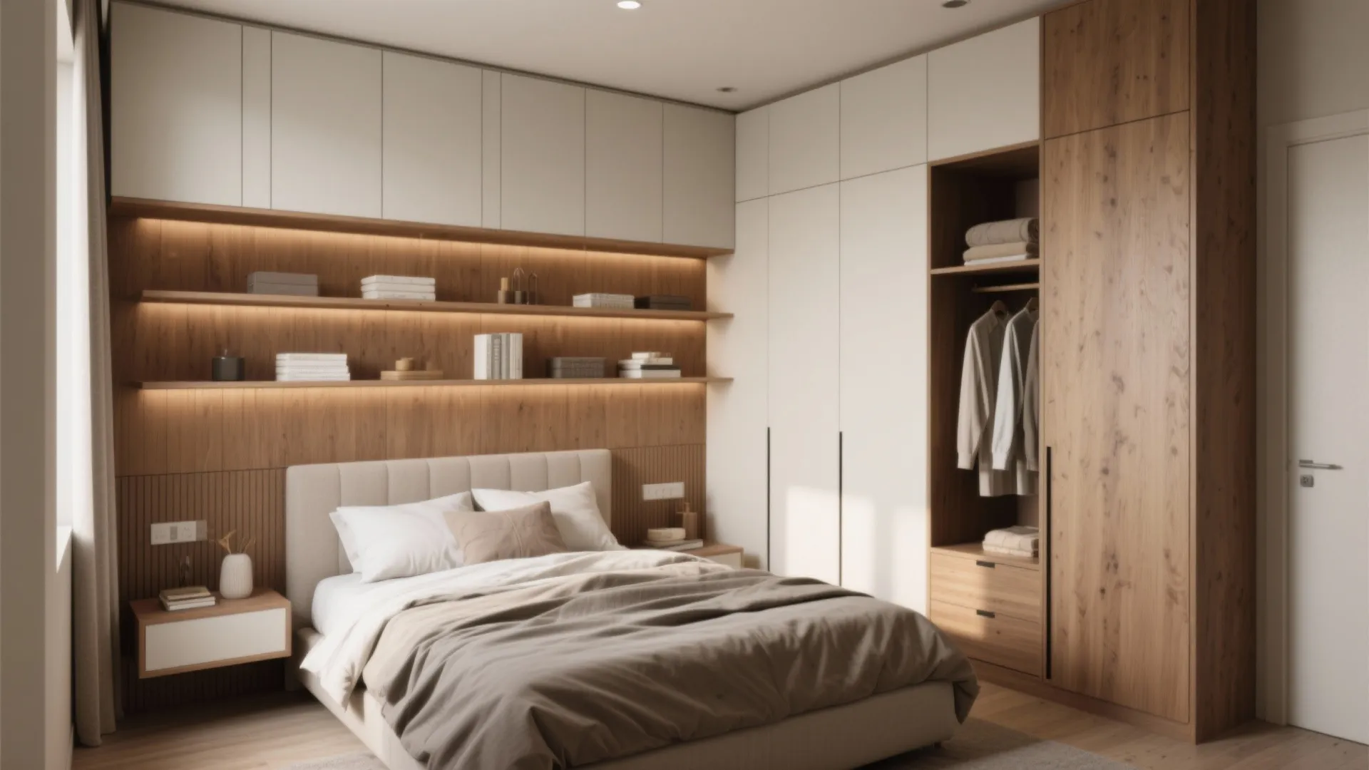 3. Go vertical: shelving, headboard storage and multifunctional walls