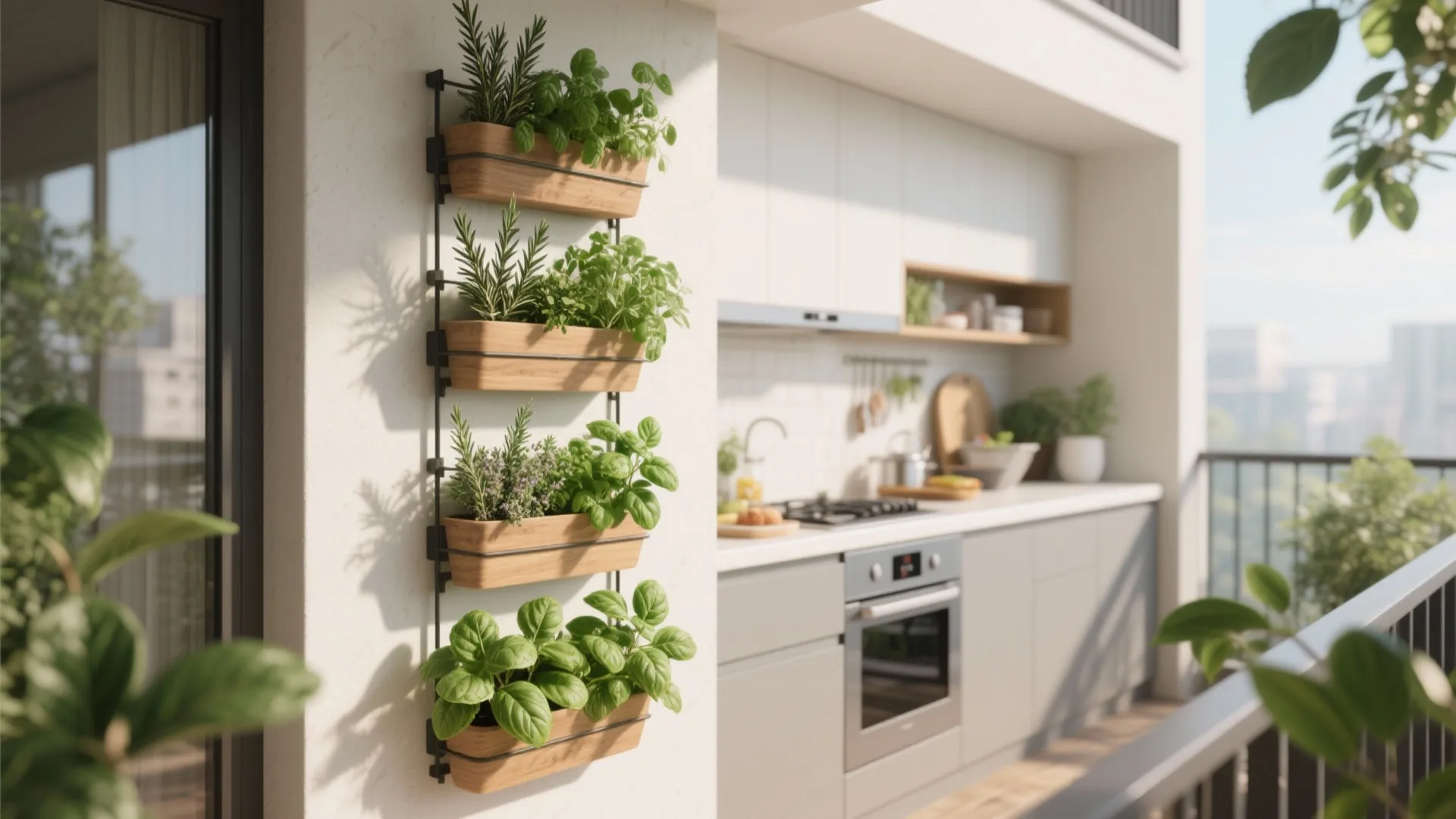 Vertical herb garden integration