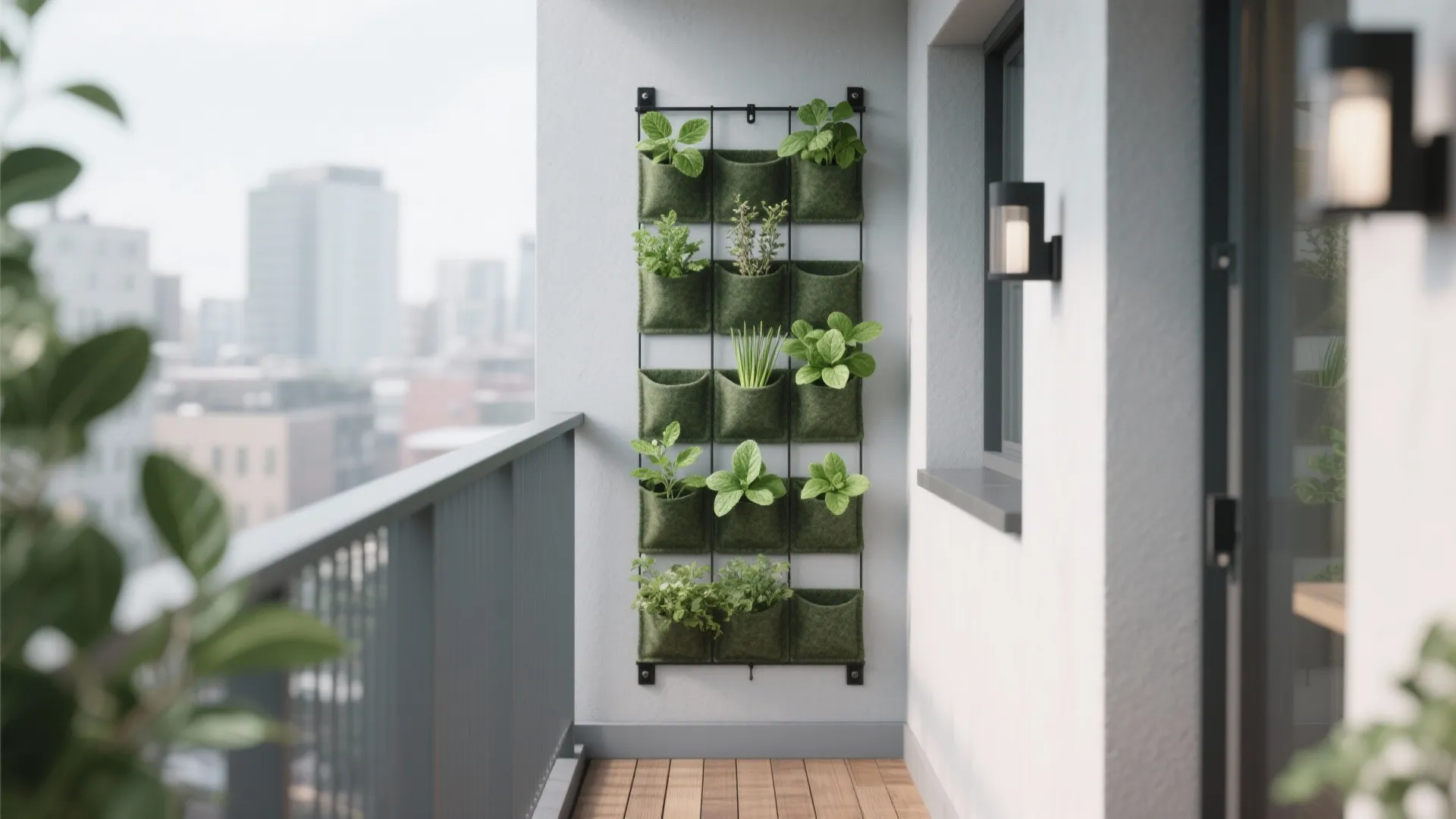 Vertical Wall Planters for an Ultra-Compact Herb Grid