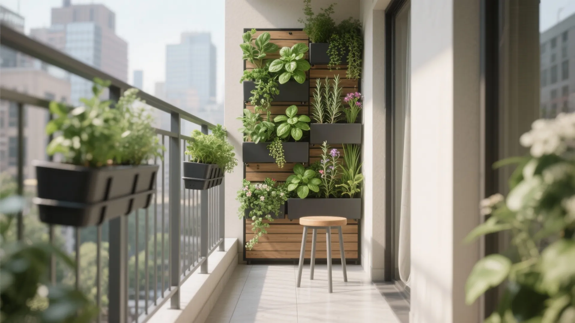 1) Vertical Greenery with a Micro Herb Bar