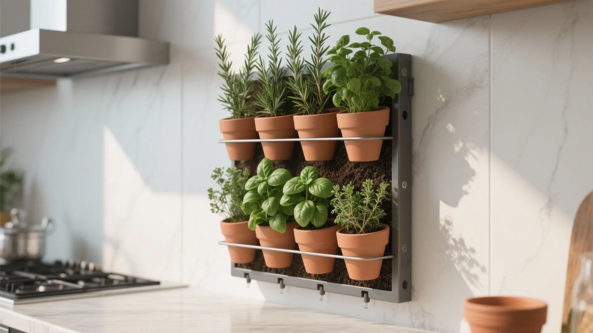 2. Vertical herb garden (living wall)