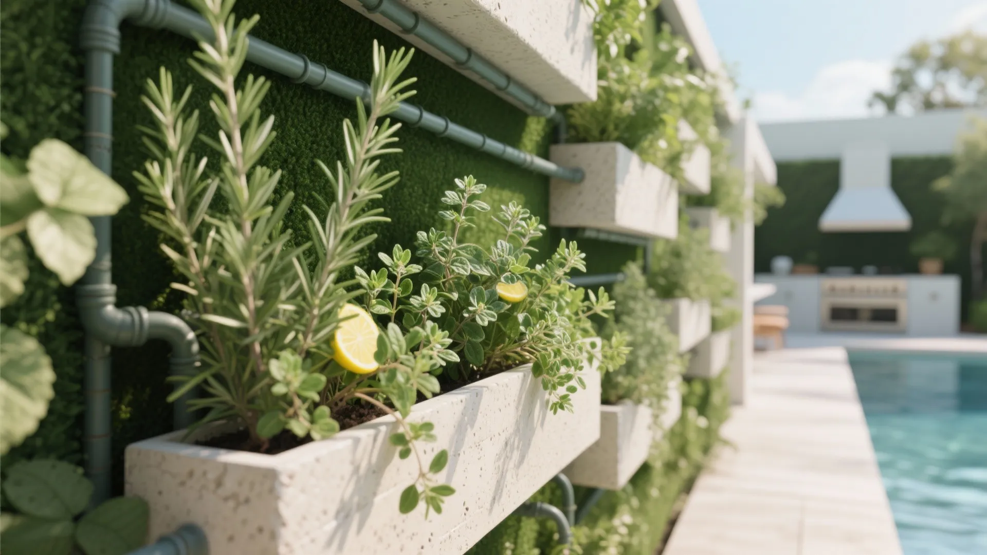 4. Green-screen privacy and vertical herb garden