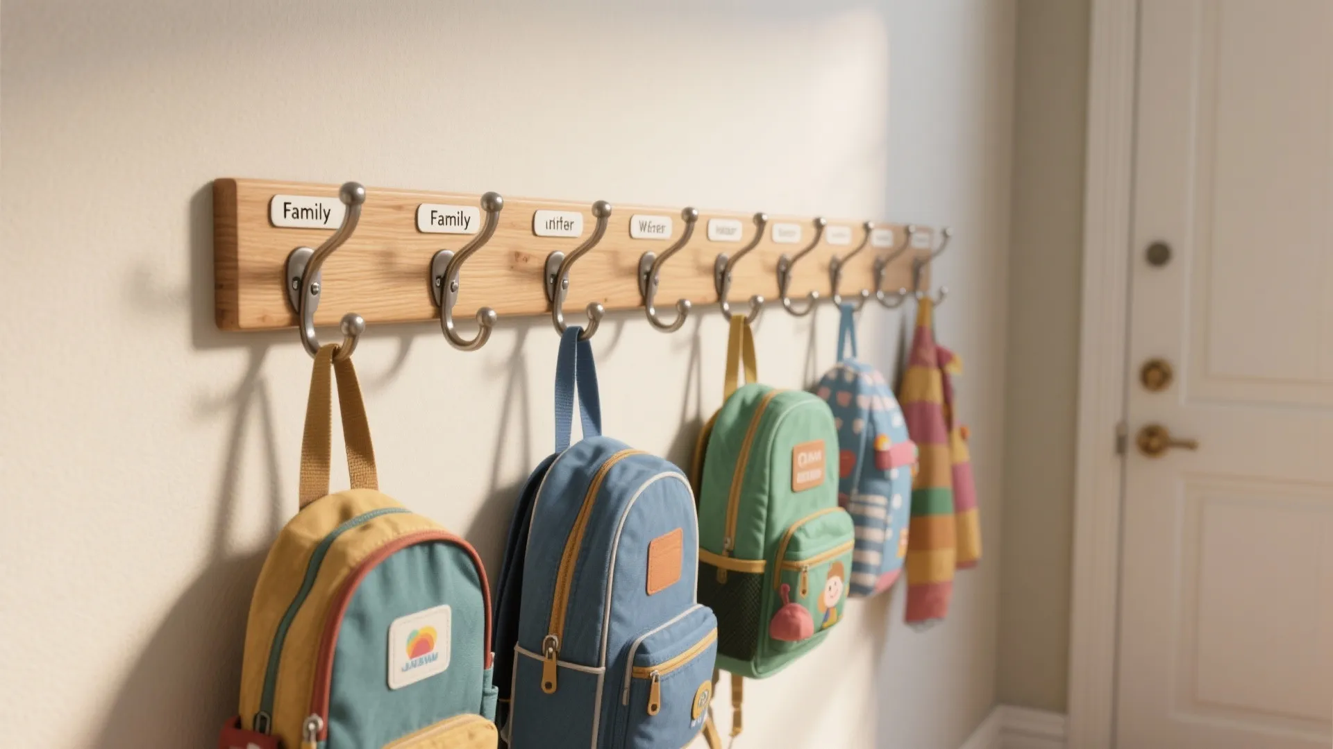 1. Vertical hook rails and personalized hang zones