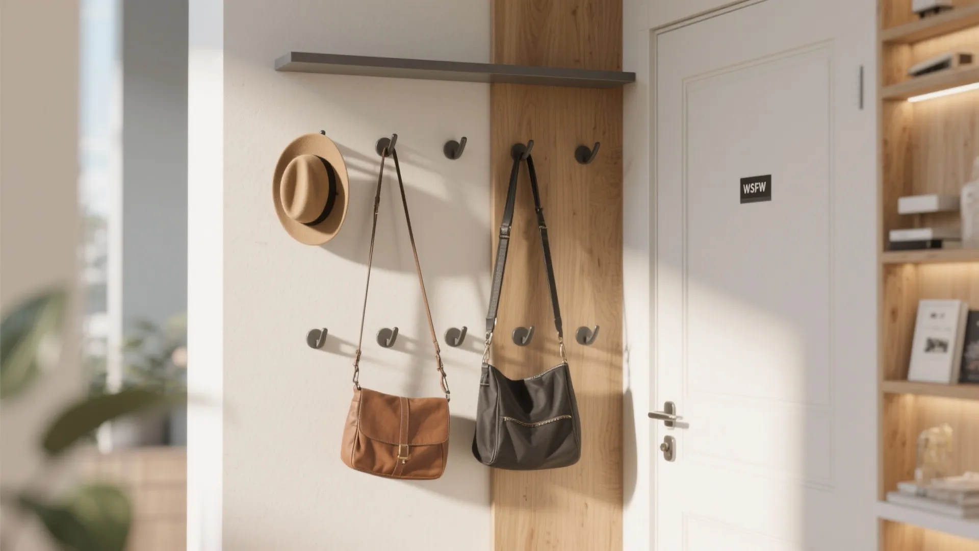 3. Vertical Hooks and Shelves
