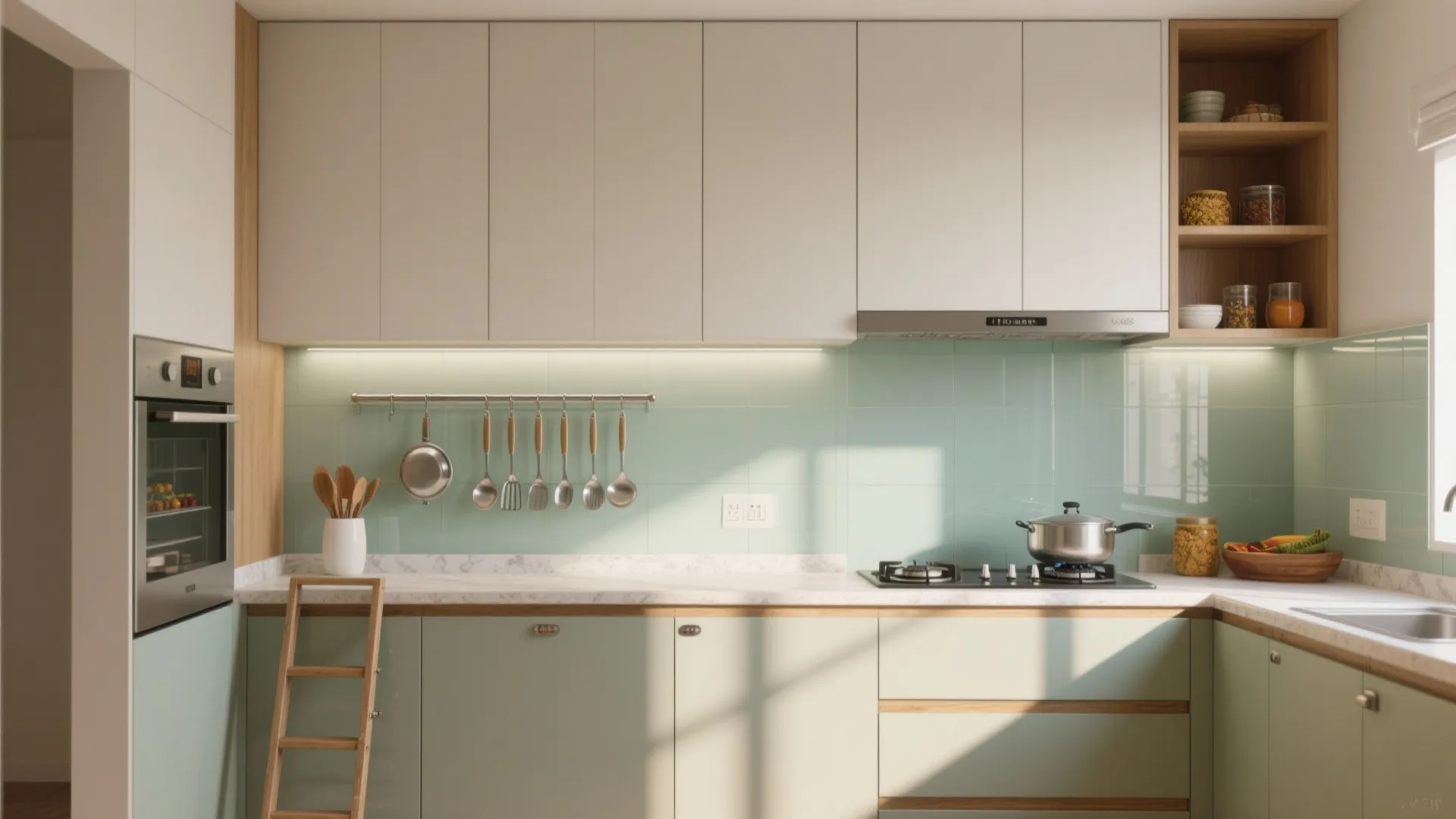 Minimalist kitchen storage that goes vertical