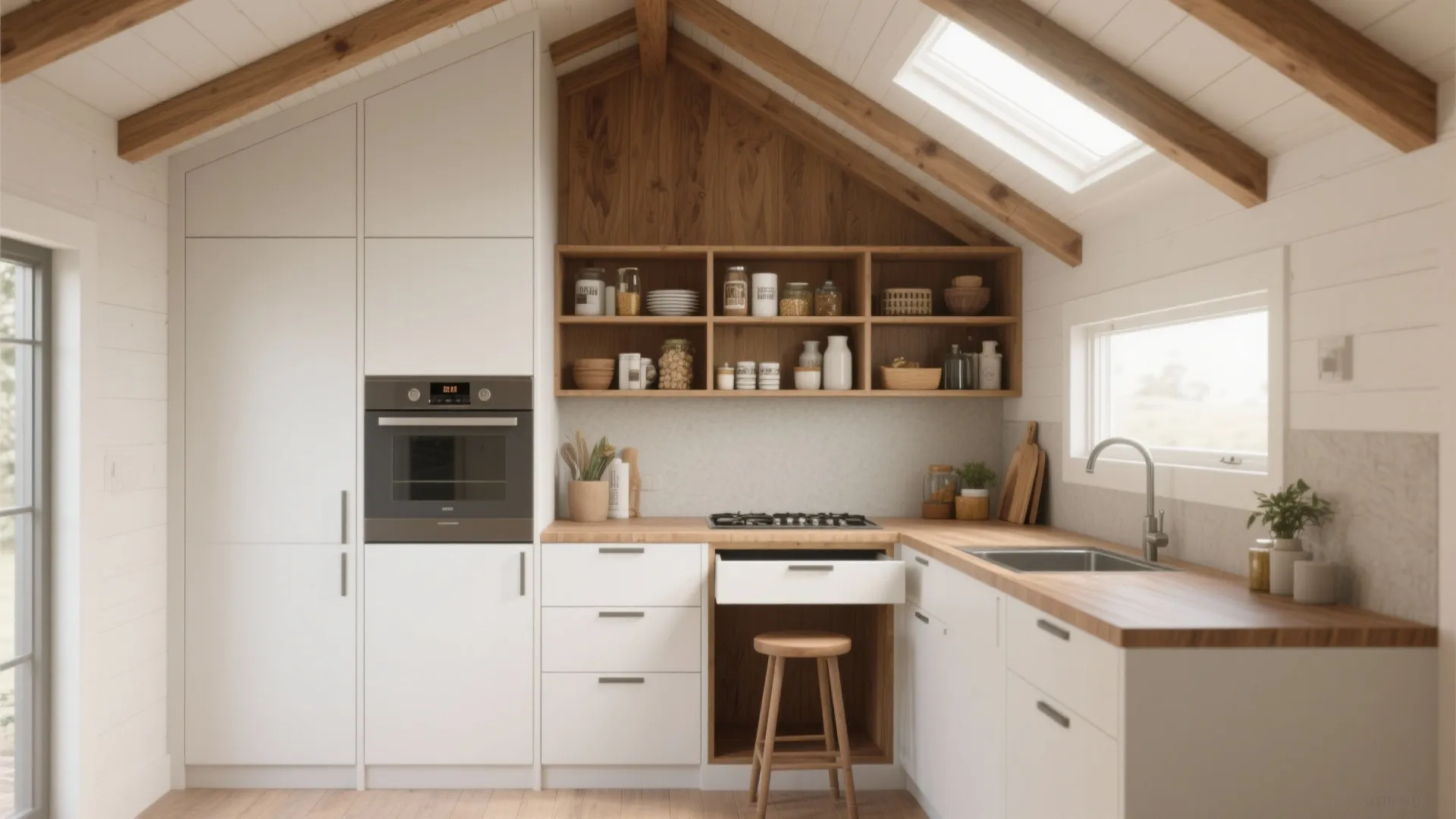 Stacked storage and vertical kitchens