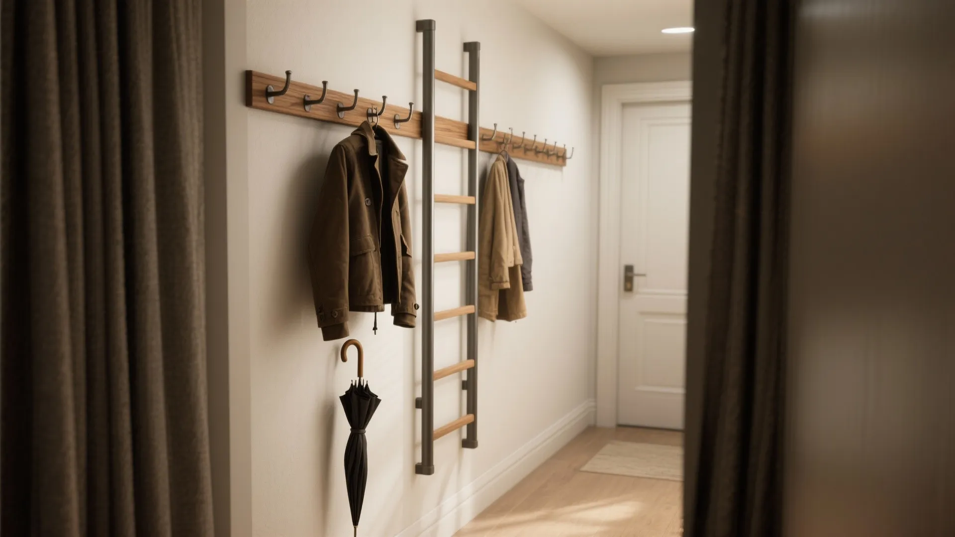 1. Vertical ladder-style wall rack