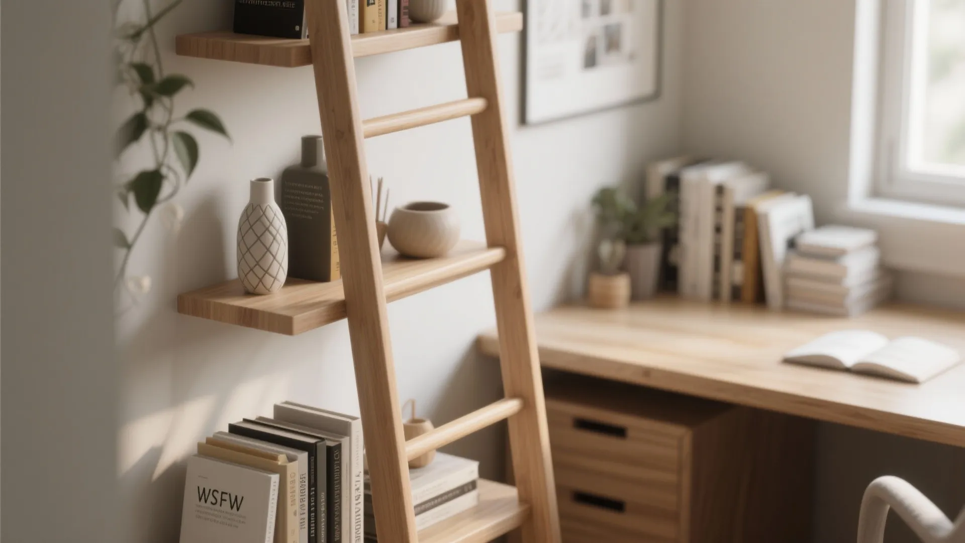 Vertical Storage Ladder Shelves