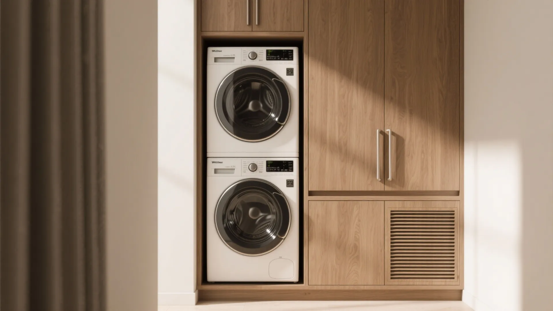 1. Stack and Conceal: The Vertical Laundry Wall