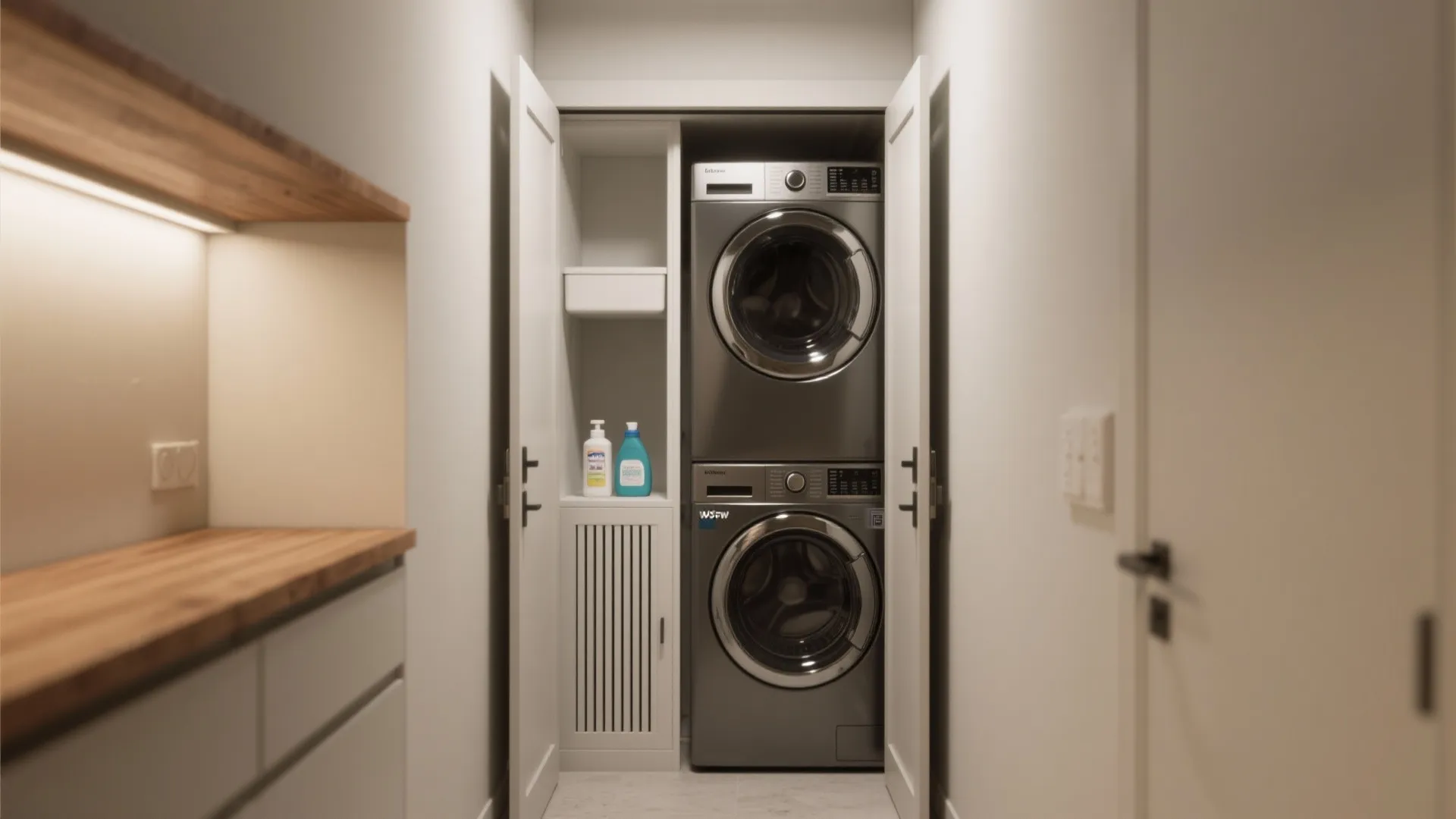 1. Build a Vertical Laundry Closet with Sliding Doors
