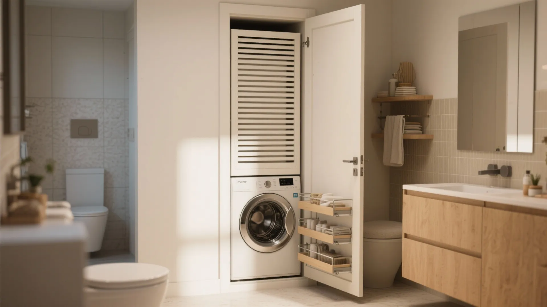 1. Stack and Conceal: Vertical Laundry Towers