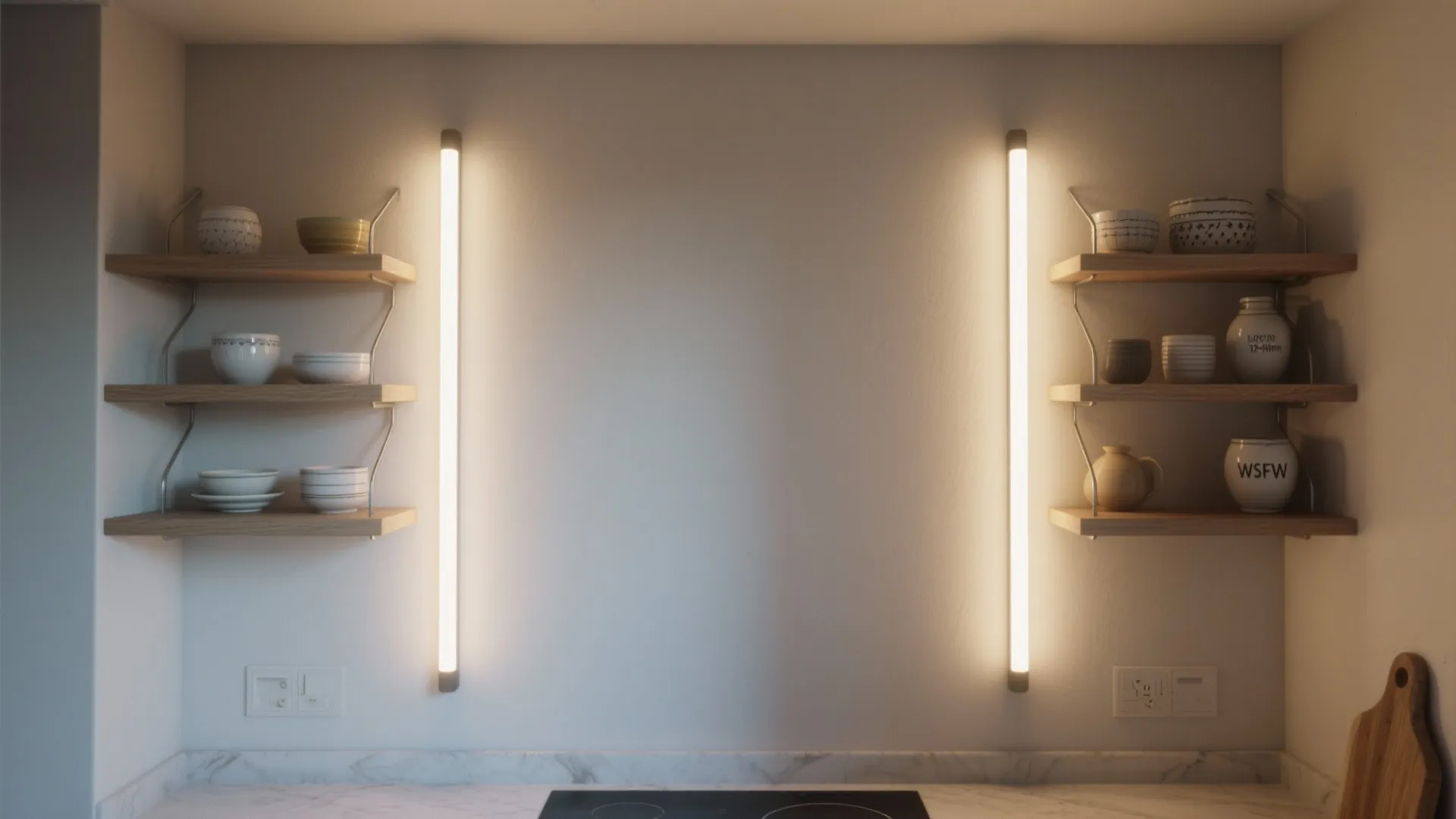 3) Vertical LED Channels as Ambient Wall Pillars