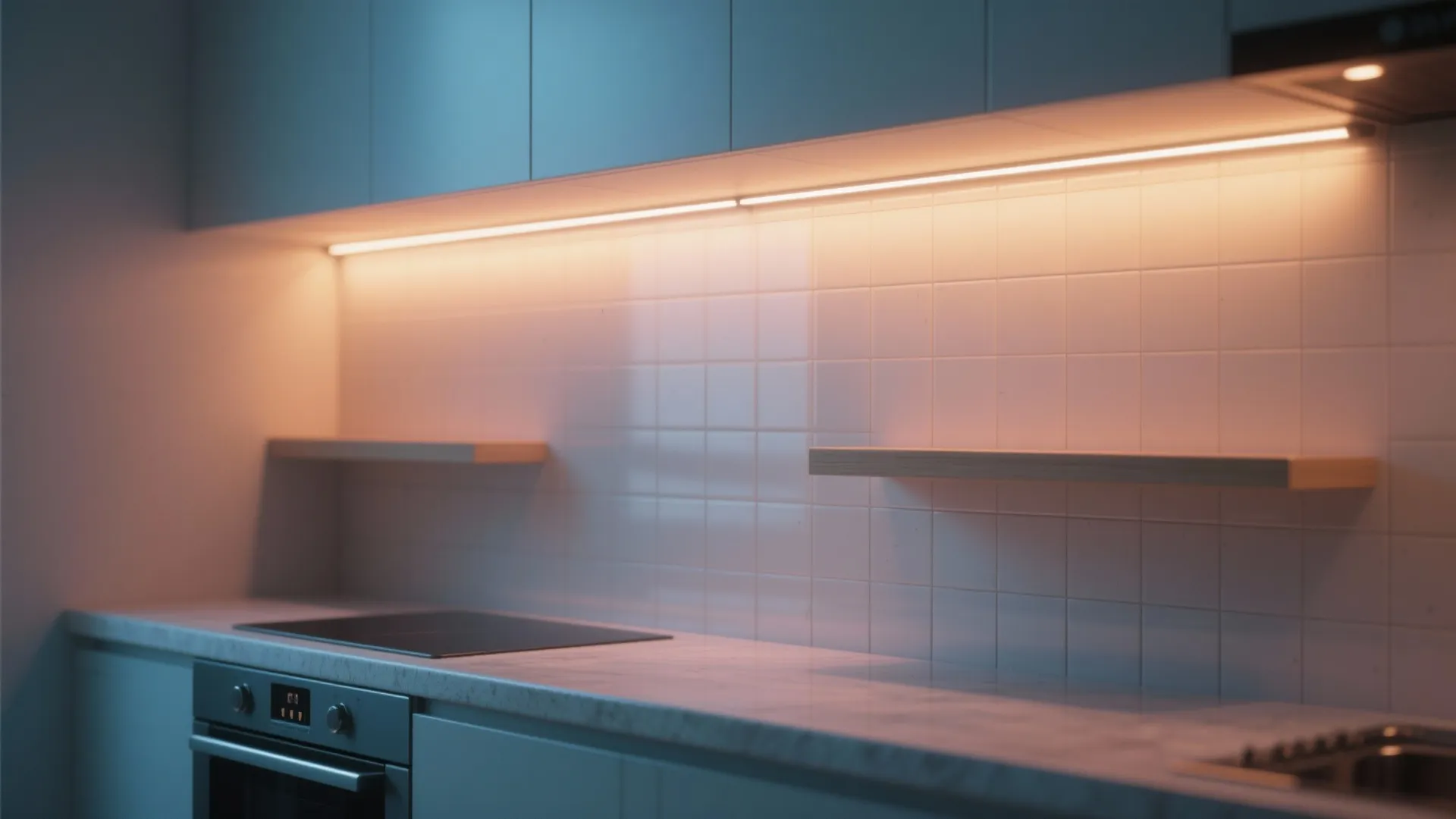 3. Vertical LED strips to elongate short walls