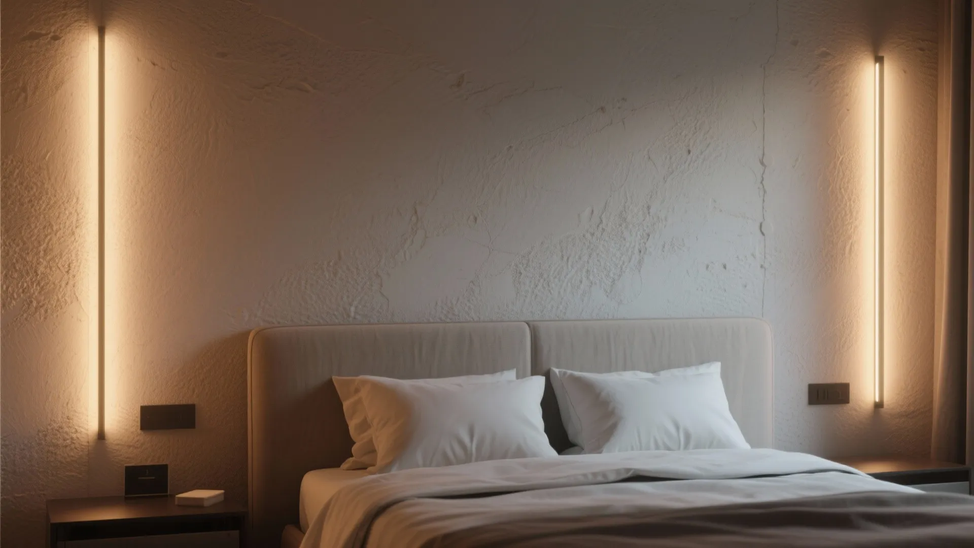 2. Vertical LED strips to elongate walls