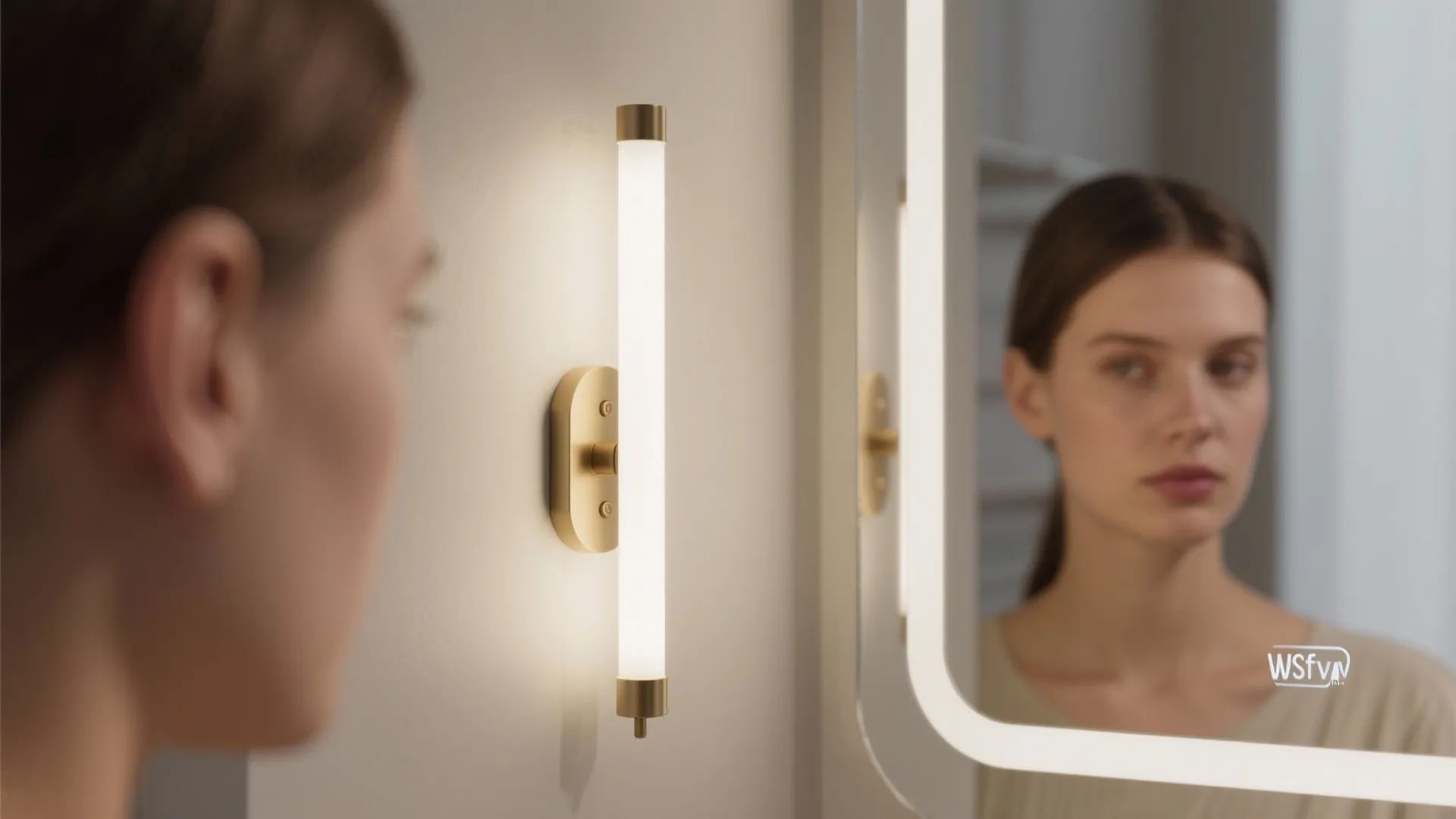 1. Vertical LED Tubes Flanking the Mirror