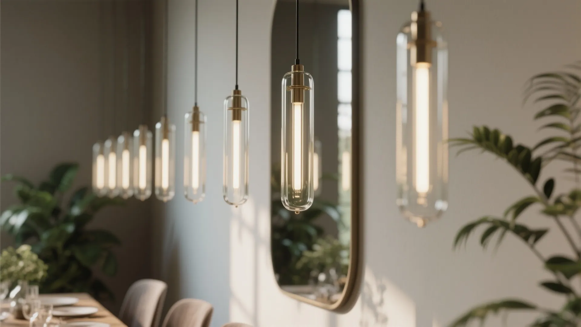 3. Use vertical lighting and mirrors to widen perception