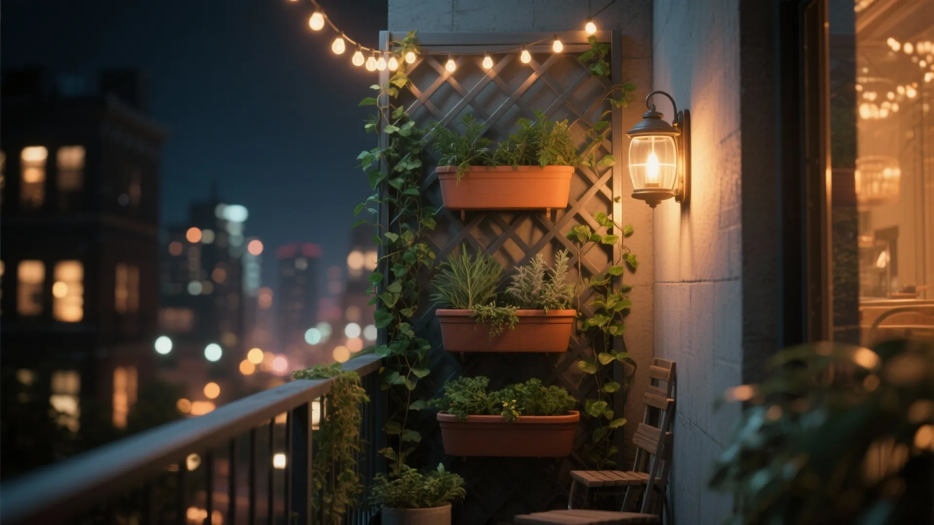 Vertical greens and soft-glow lighting for calm nights