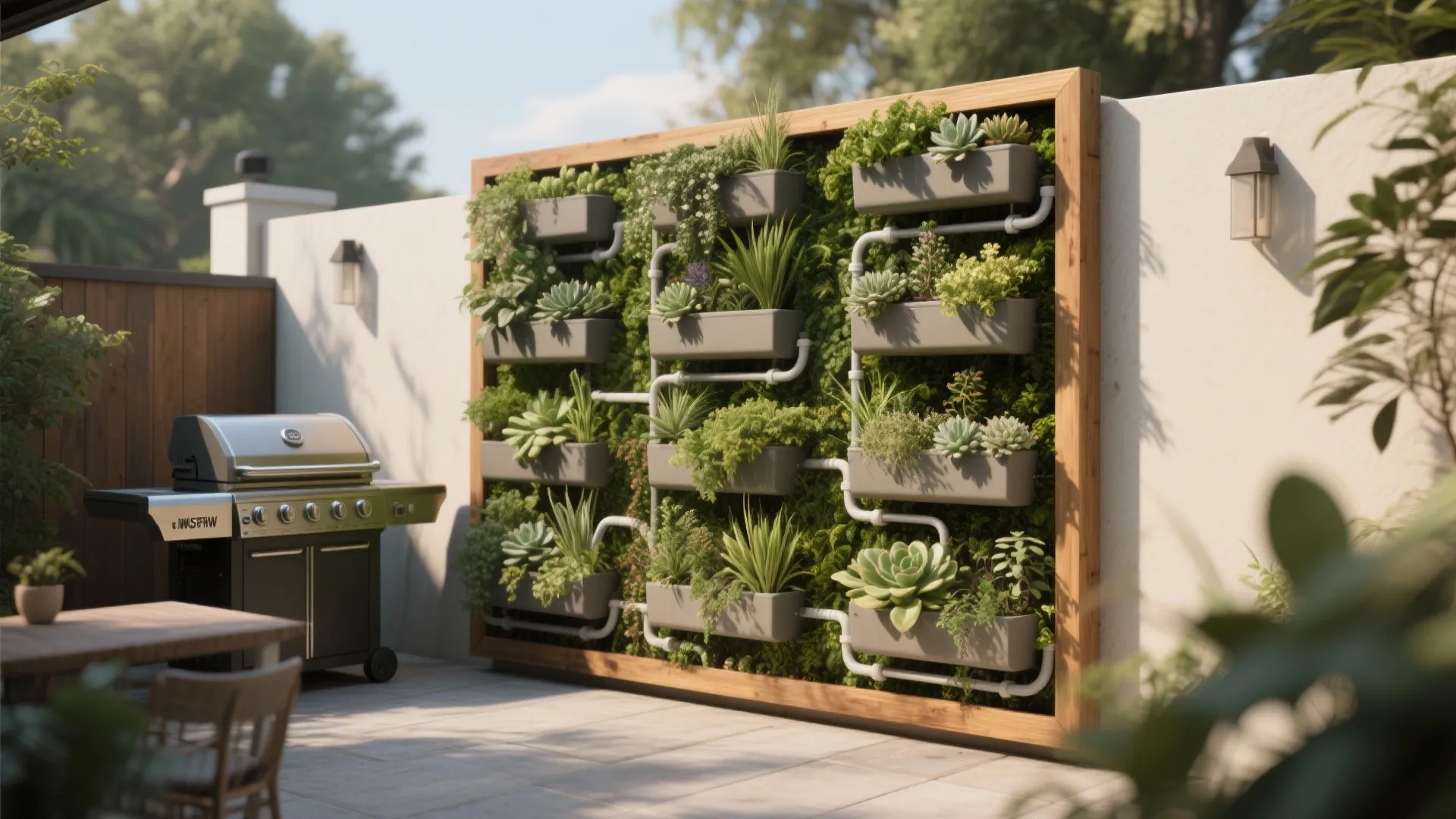 1. Vertical Living Wall (Herbs + Succulents)