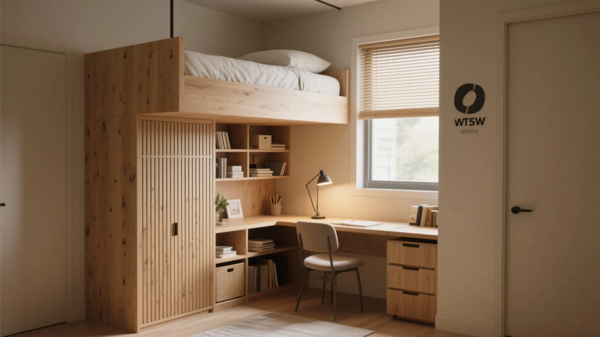 1. Vertical loft with a built-in workspace