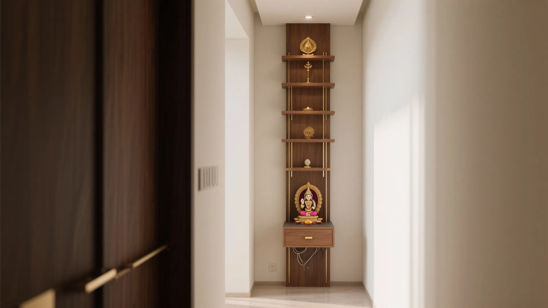 Vertical Tower Mandir For Narrow Walls