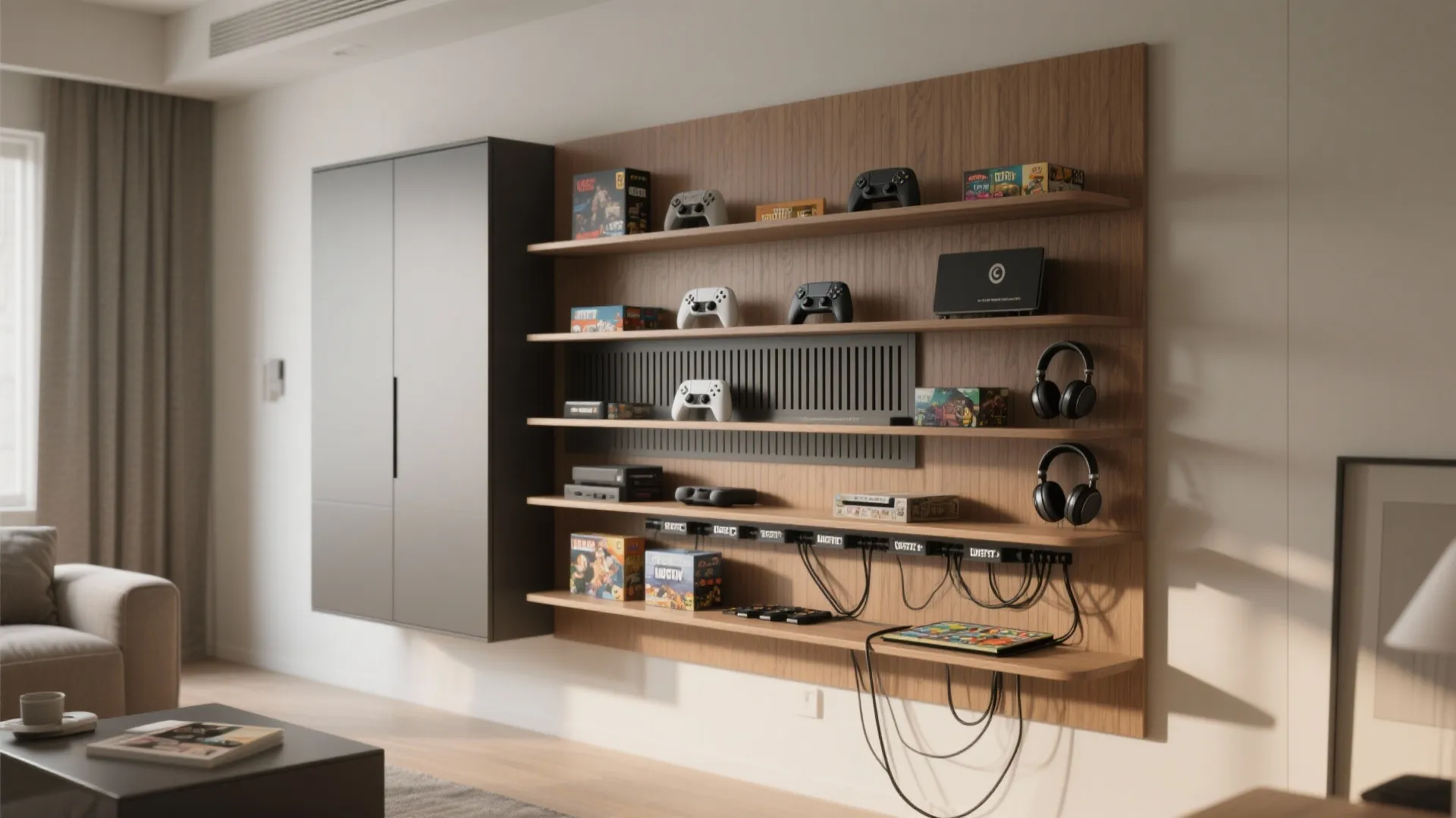 2. Vertical storage and media walls