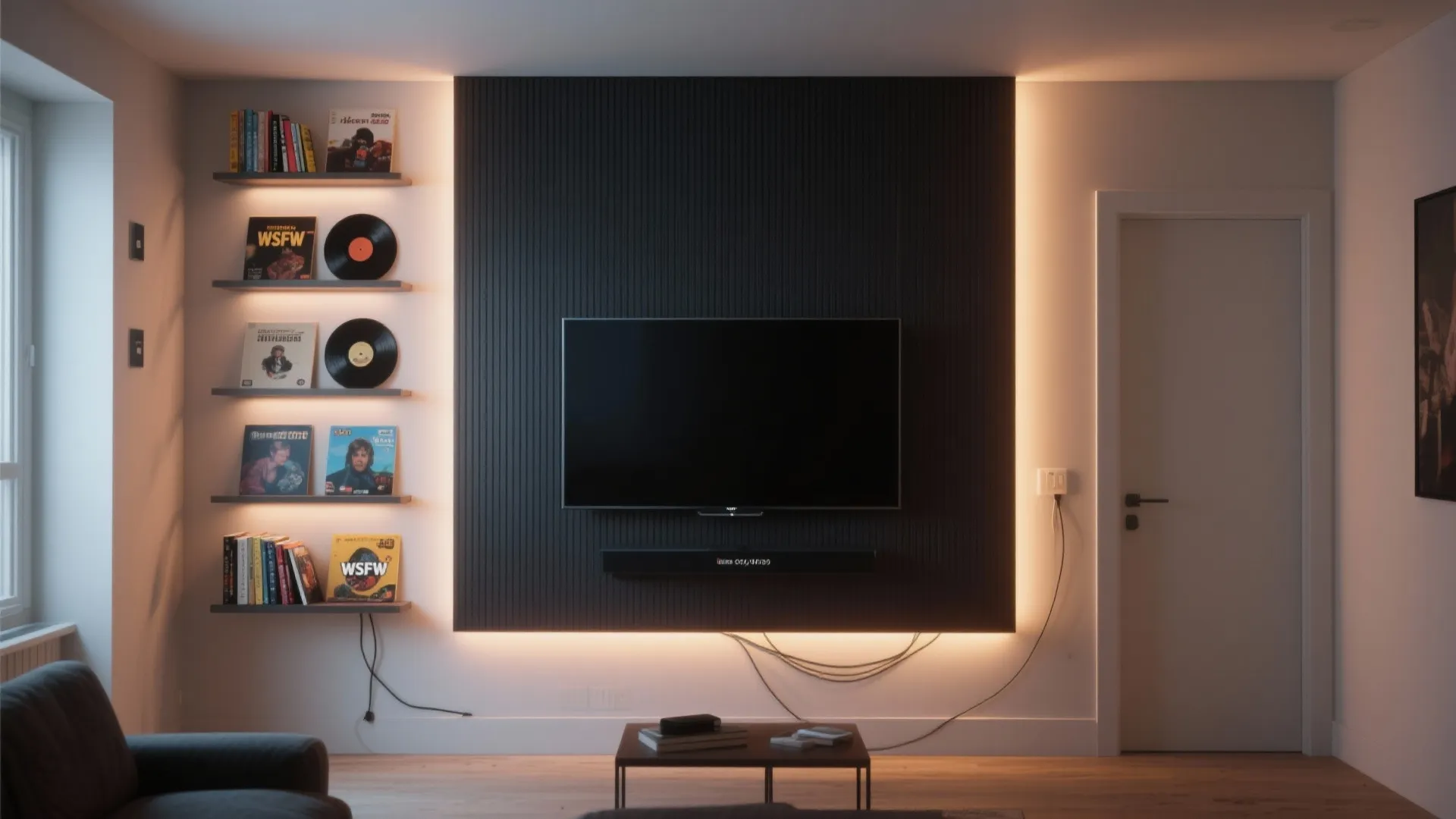 Vertical Media Wall with LED Backlighting