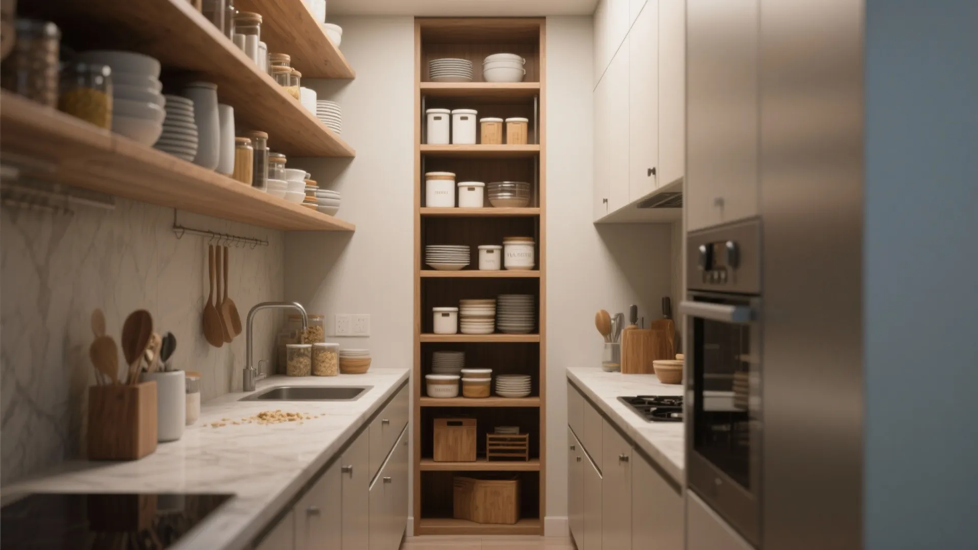 1. Vertical Storage with Open Shelving