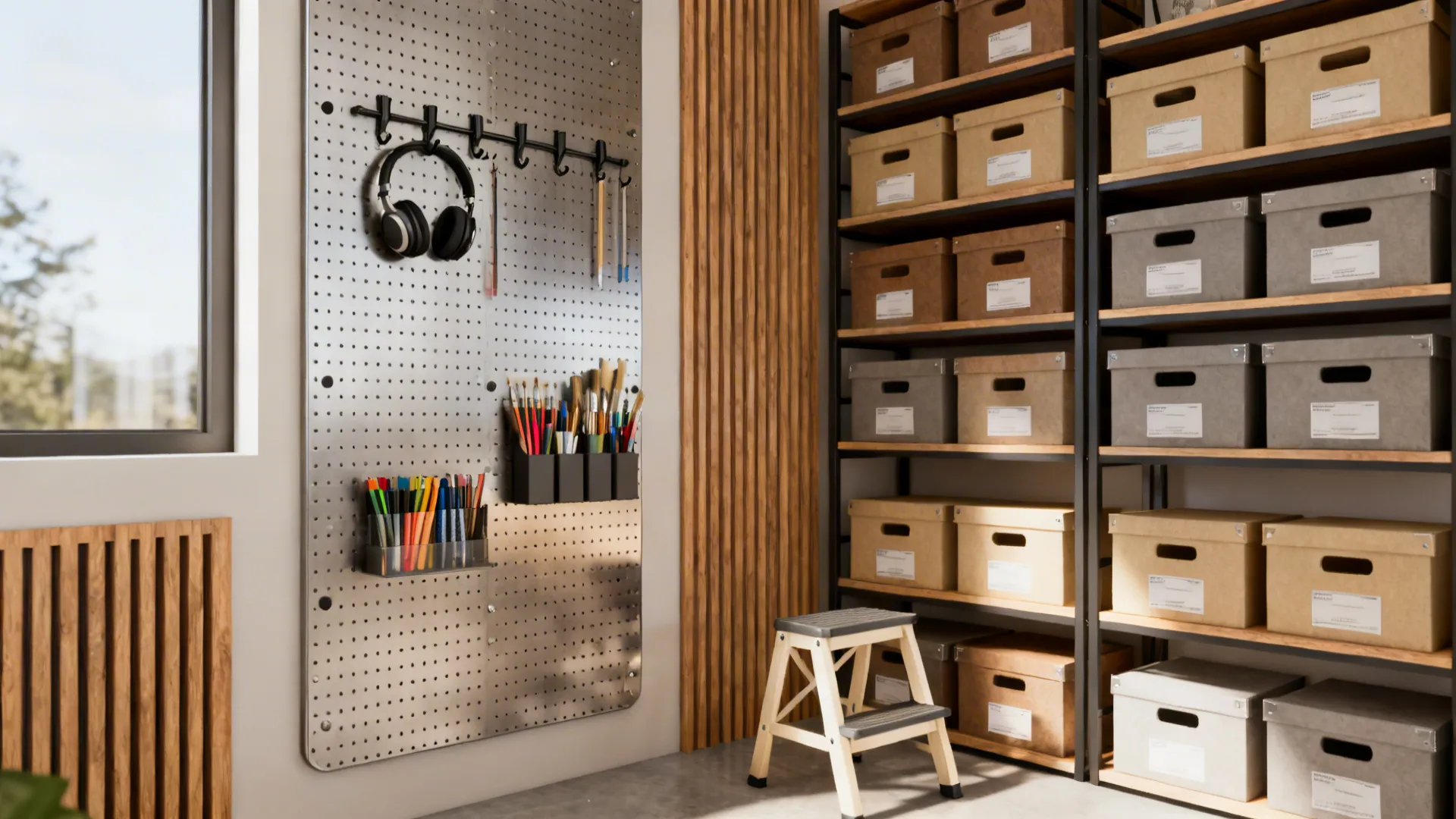 5. Vertical Play: Shelves, Hooks, and Pegboards