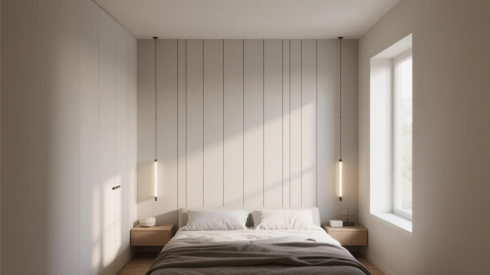 1. Slim vertical panels to lift low ceilings