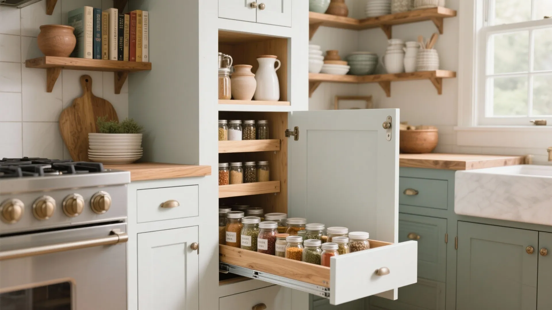 1. Vertical Pantry + Nook Shelving