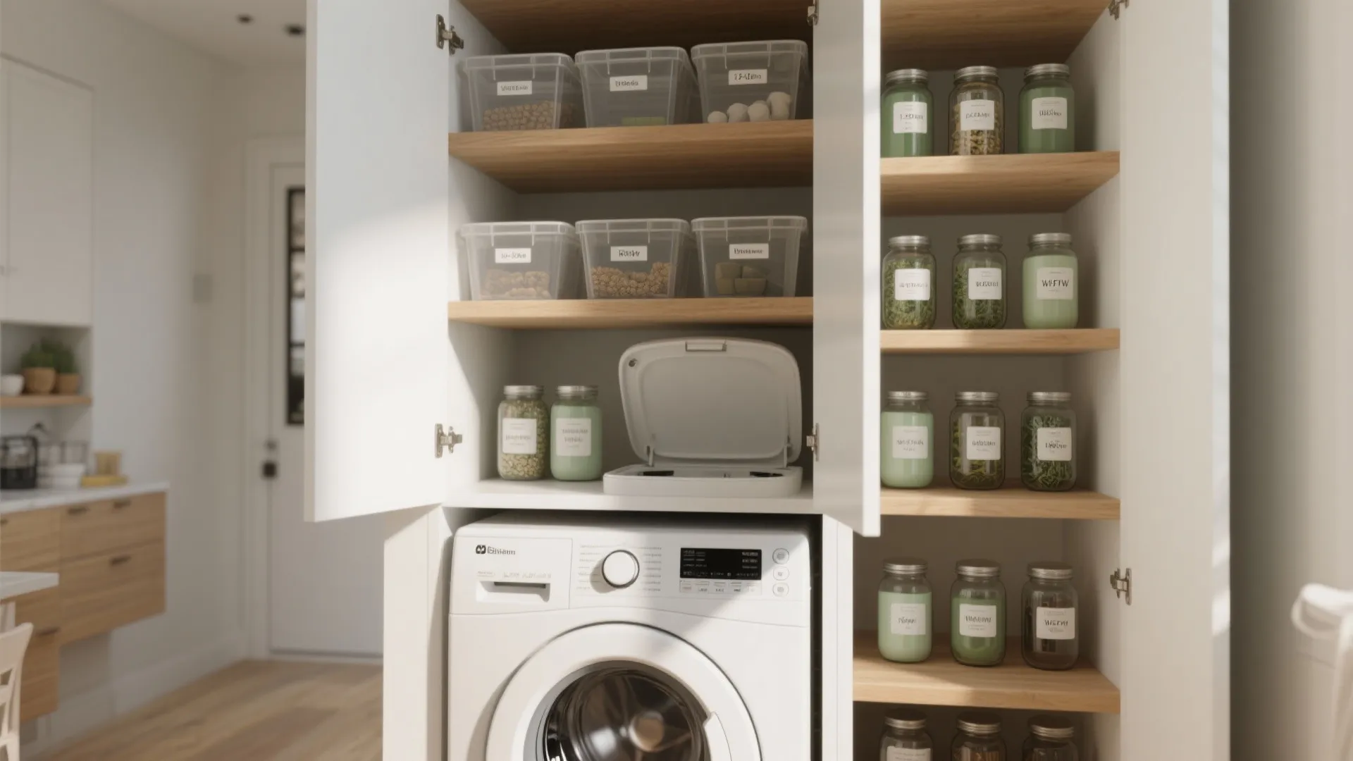 1. Vertical Pantry Above the Washer