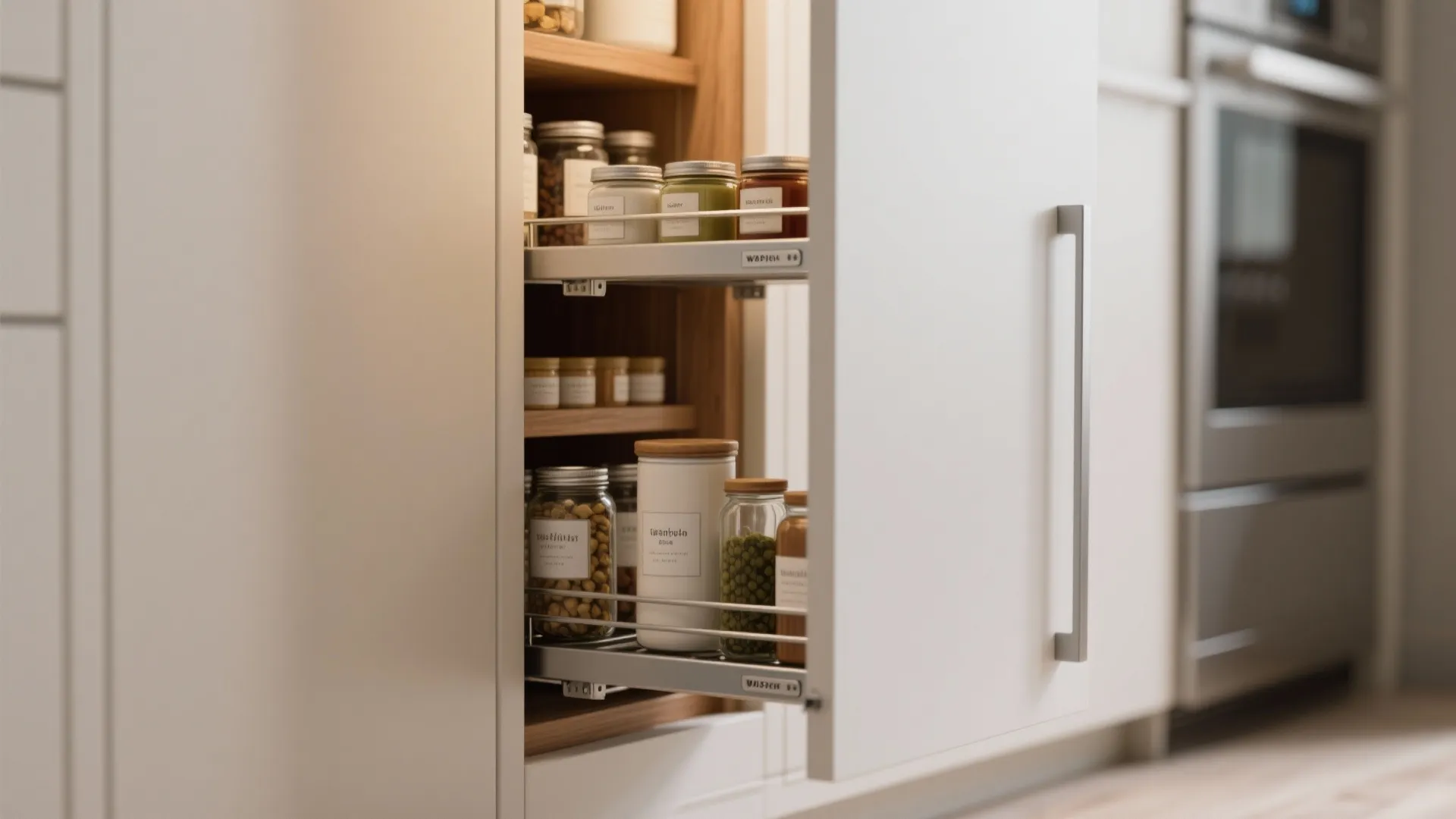 2. Vertical pantry with pull-out shelves