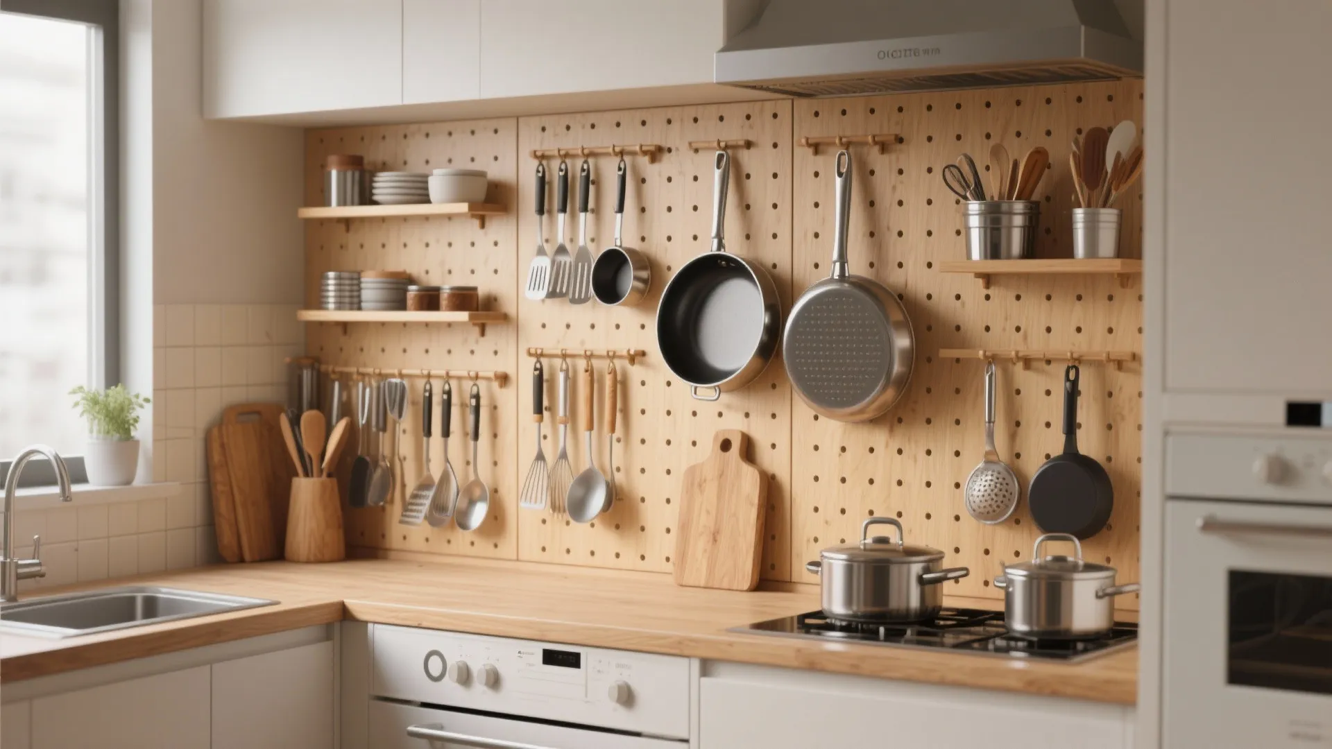 9. Vertical Pegboard Storage