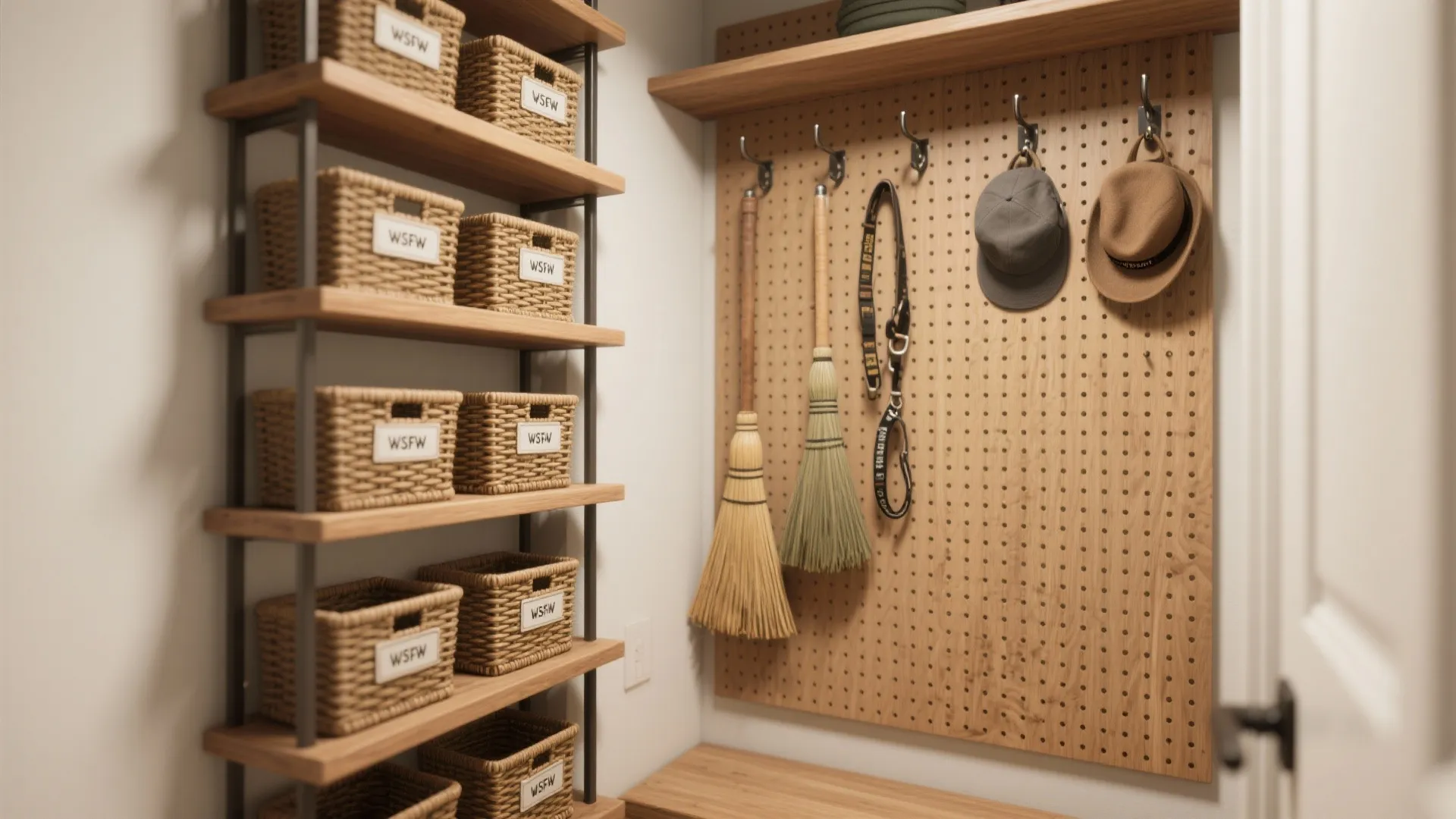 2. Vertical Storage & Pegboard Wall