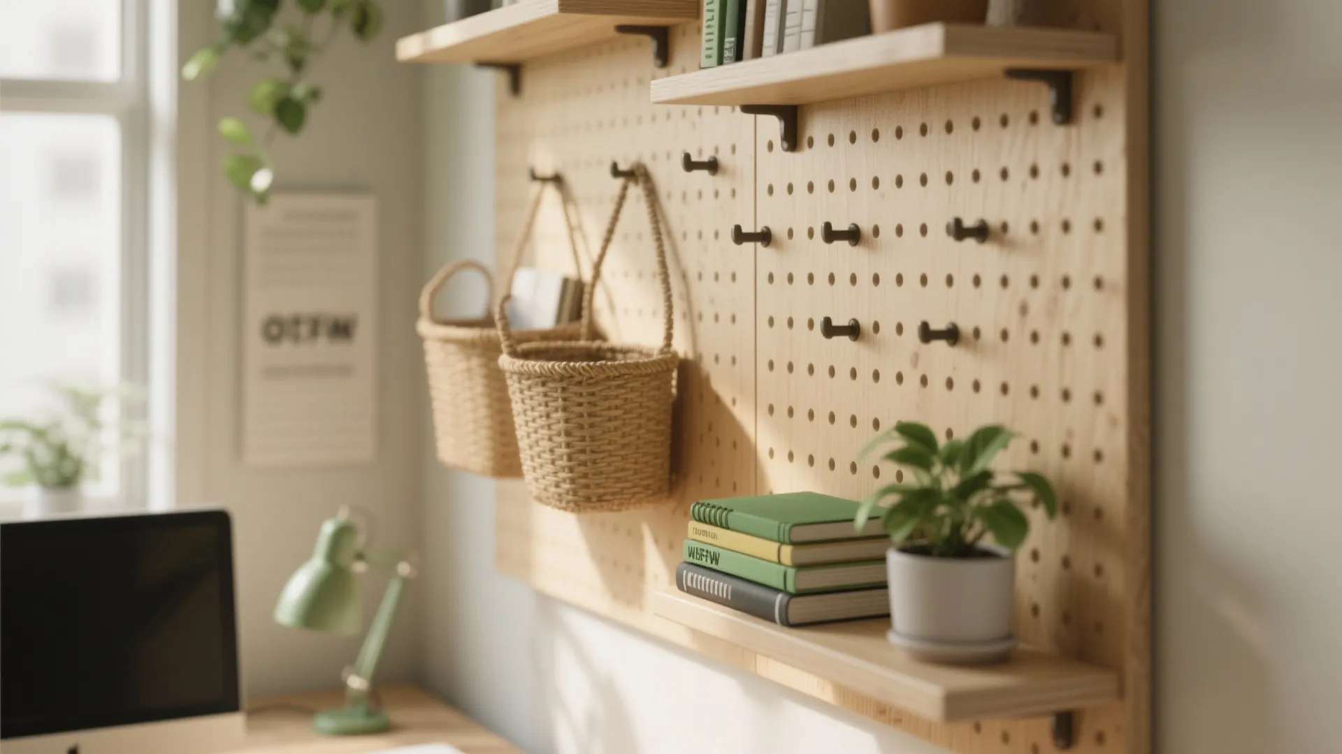 2. Use vertical storage and pegboard systems