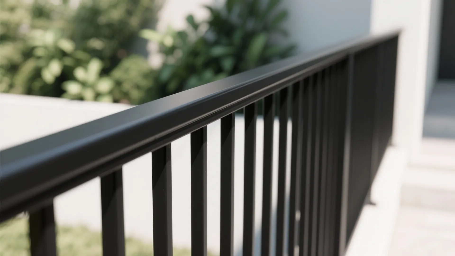 Slim Vertical Steel Railings in Matte Black
