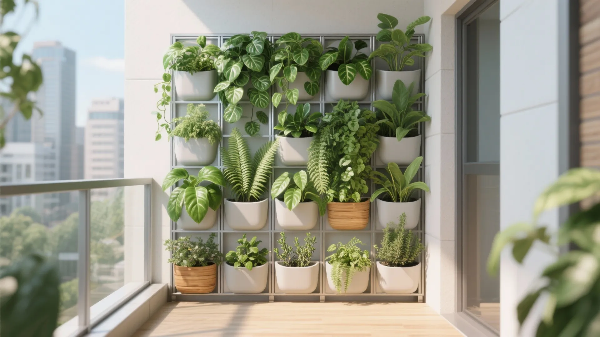 Vertical Planter Wall with Lightweight Frames
