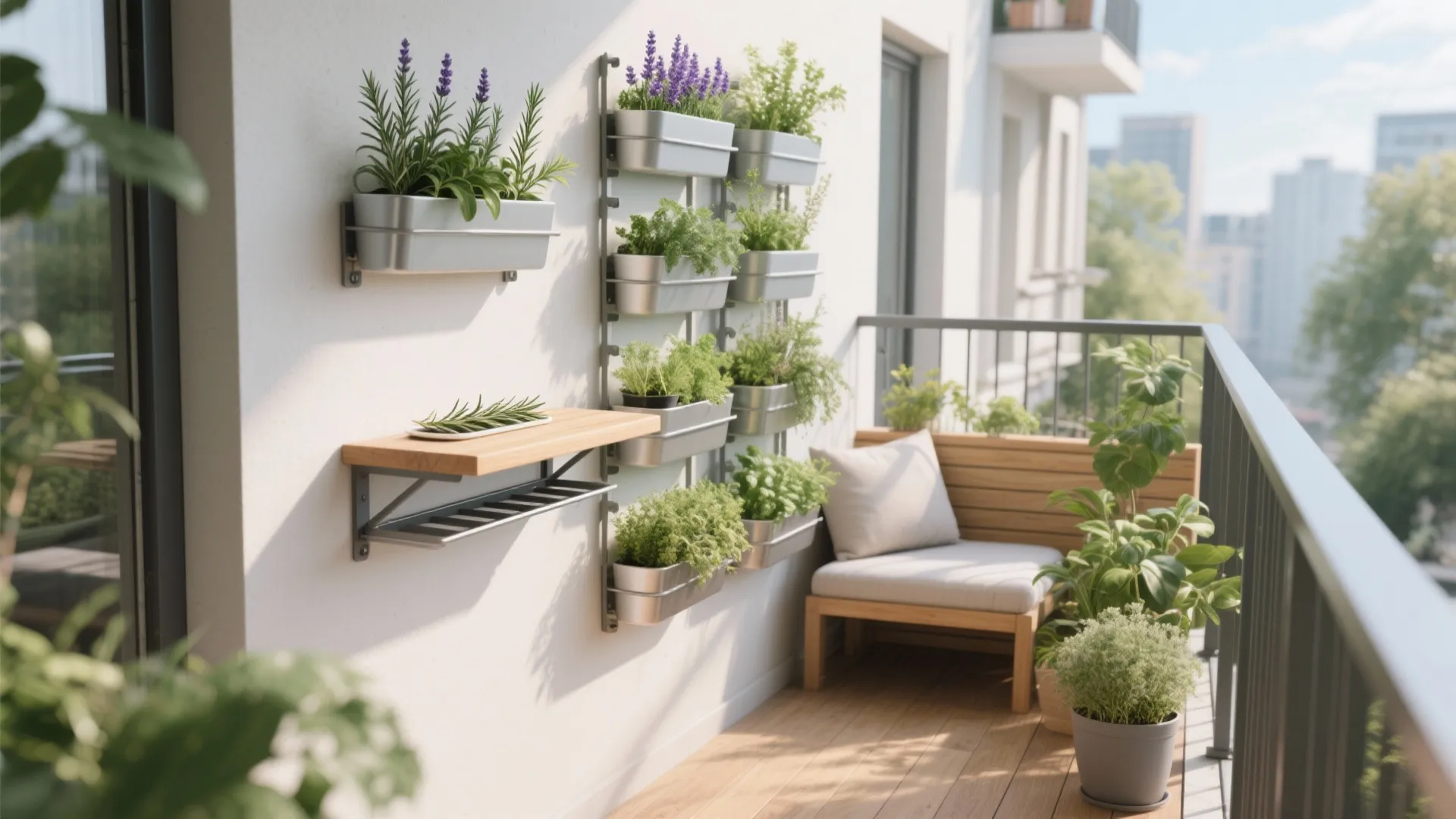 Green micro-garden with vertical planters