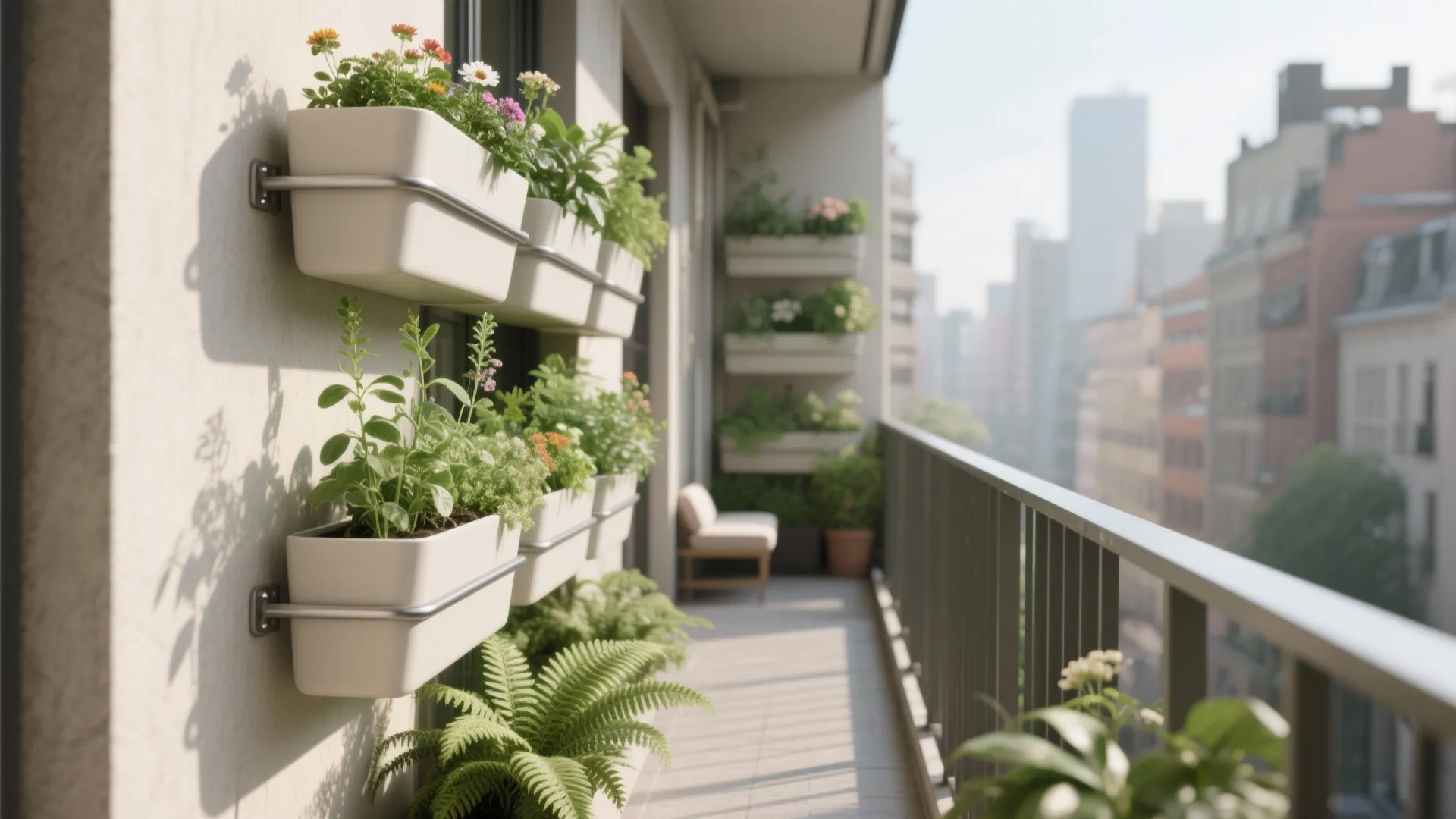 Layered Vertical Planters for Tiny Balconies